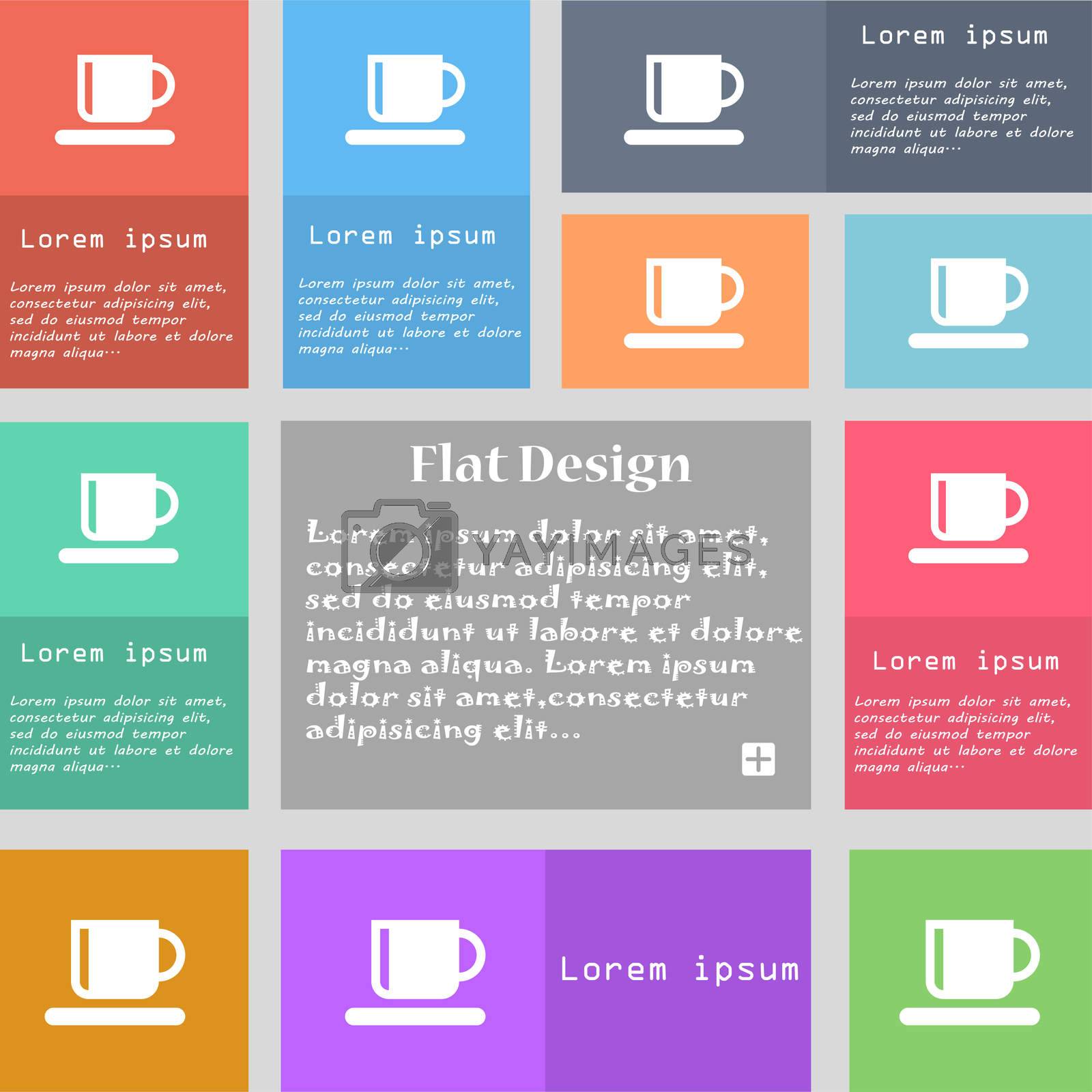 Royalty free image of Coffee cup icon sign. Set of multicolored buttons. Metro style with space for text. The Long Shadow  by serhii_lohvyniuk