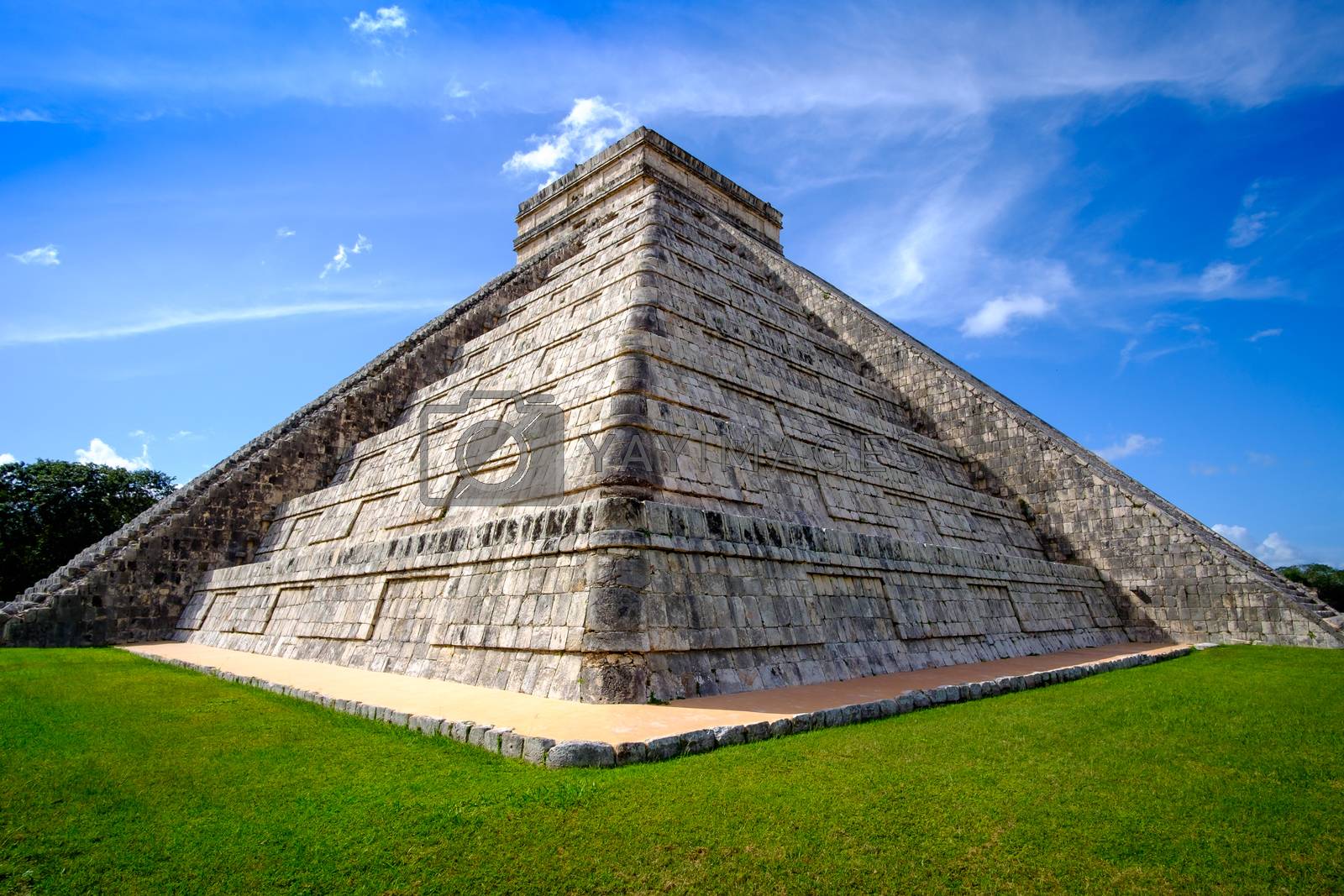 Royalty free image of Detail view of famous Mayan pyramid in Chichen Itza by martinm303