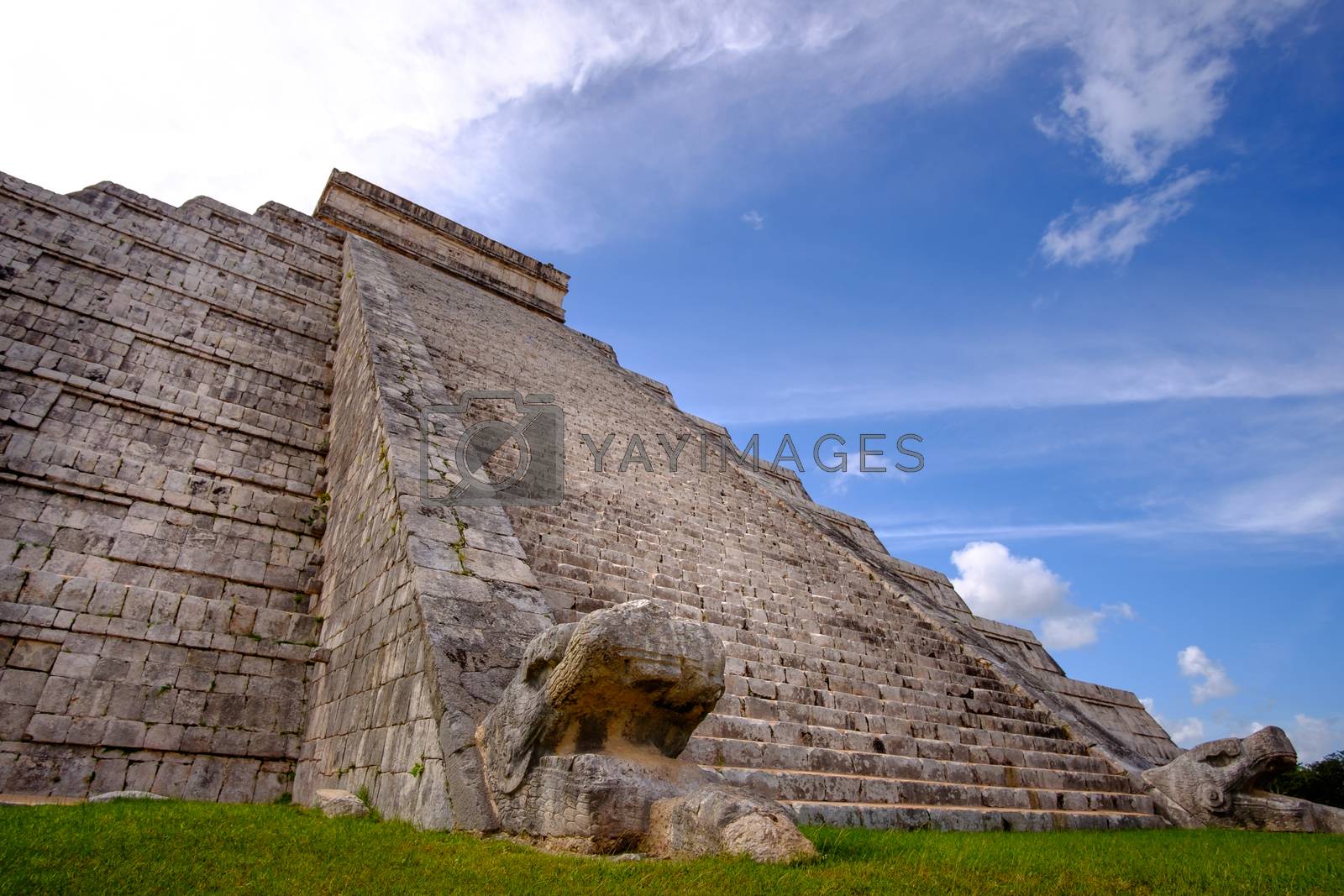 Royalty free image of Famous Mayan pyramid in Chichen Itza with stone stairs by martinm303
