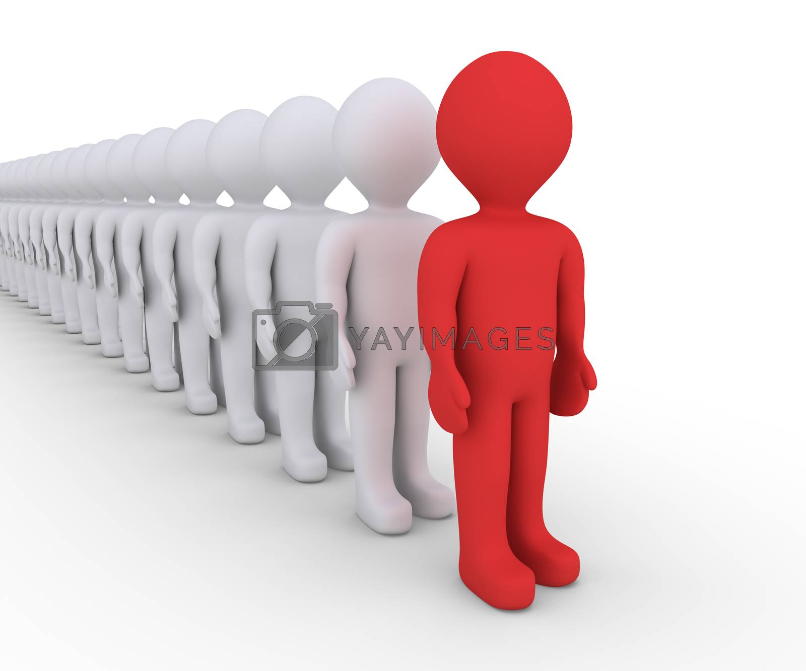Royalty free image of People in row but one is different by 6kor3dos