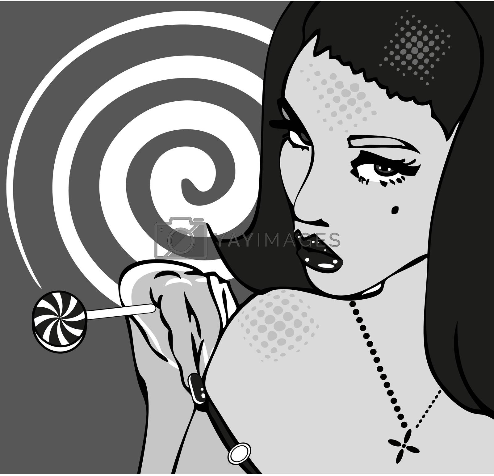 Royalty free image of Sexy Girl with lollipop on retro Background.Hot popart comics by tamaravector