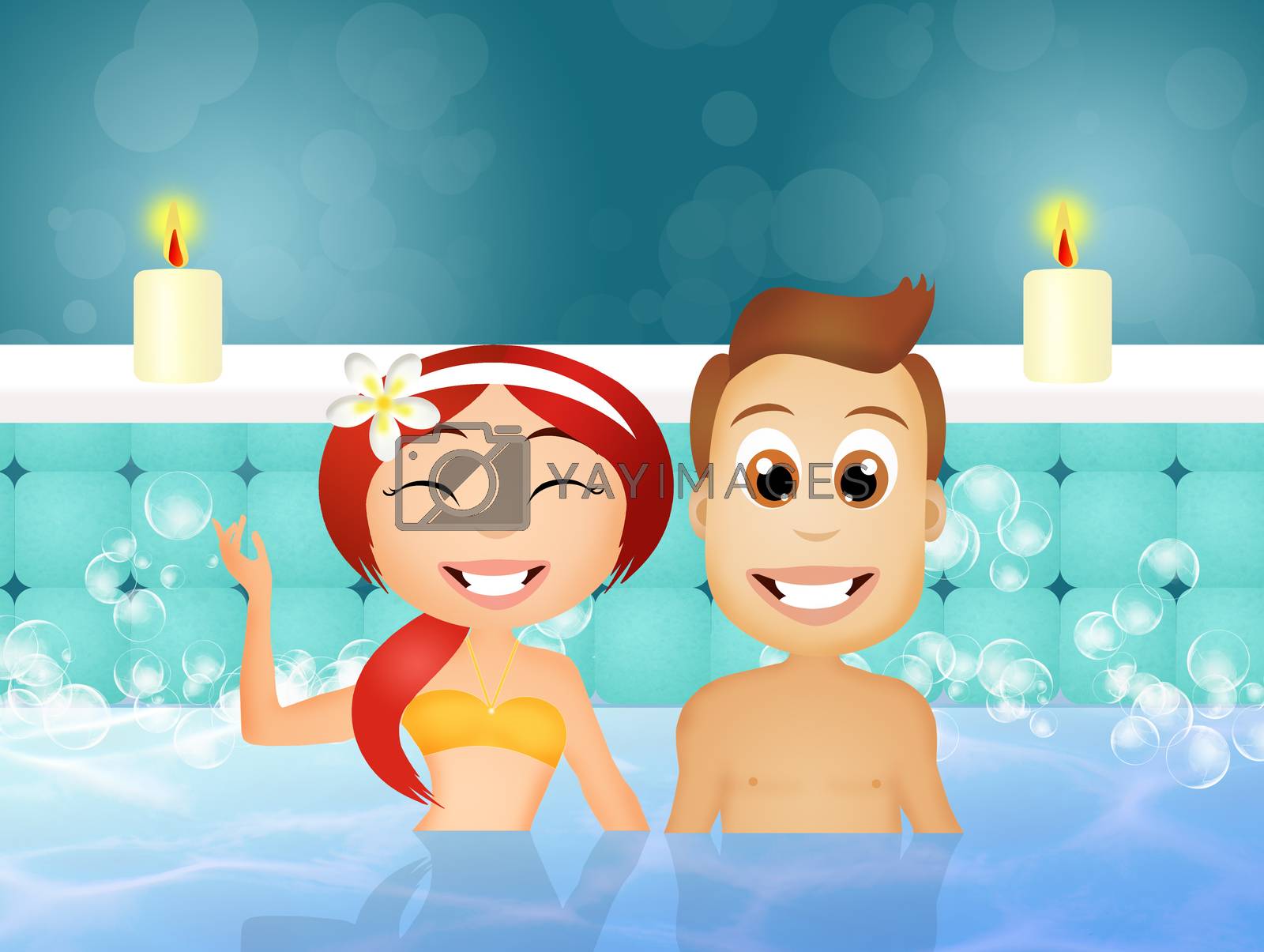 illustration of couple in wellnes and spa