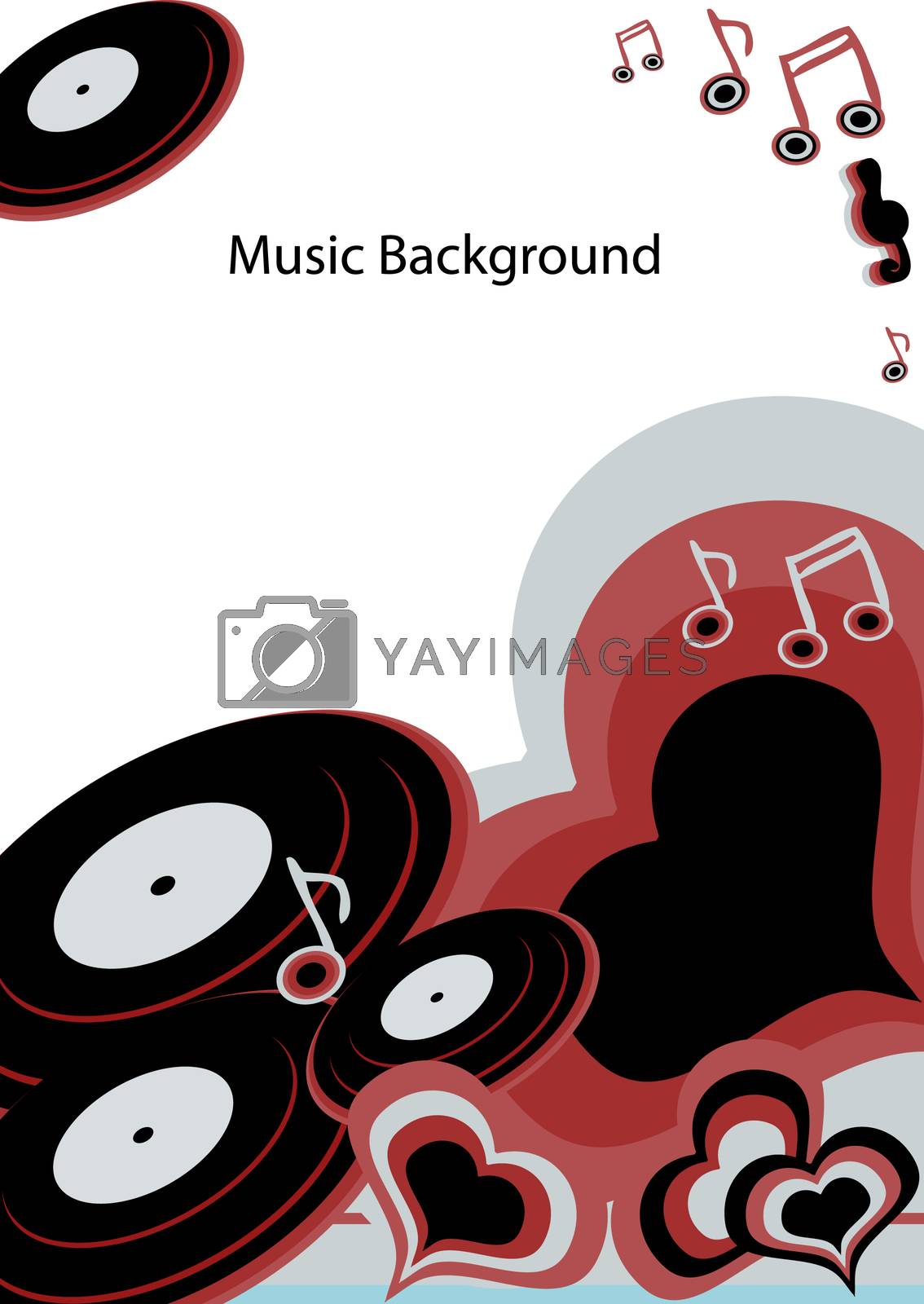 Royalty free image of Music background, vintage retro card, vynil love by IconsJewelry