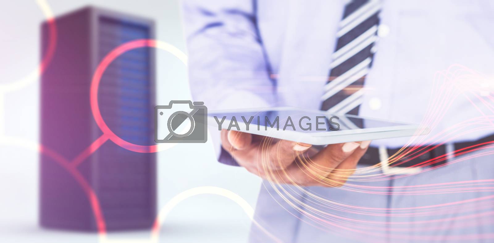 Royalty free image of Composite image of  close up view of businessman using tablet computer by Wavebreakmedia