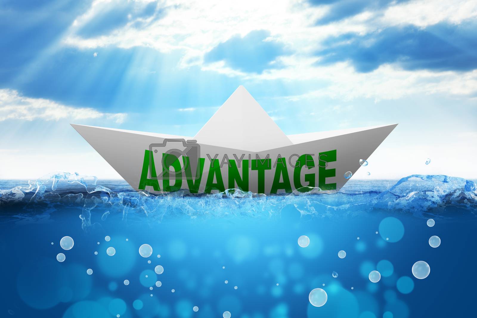 Royalty free image of Origami paper boat with word advantage by cherezoff