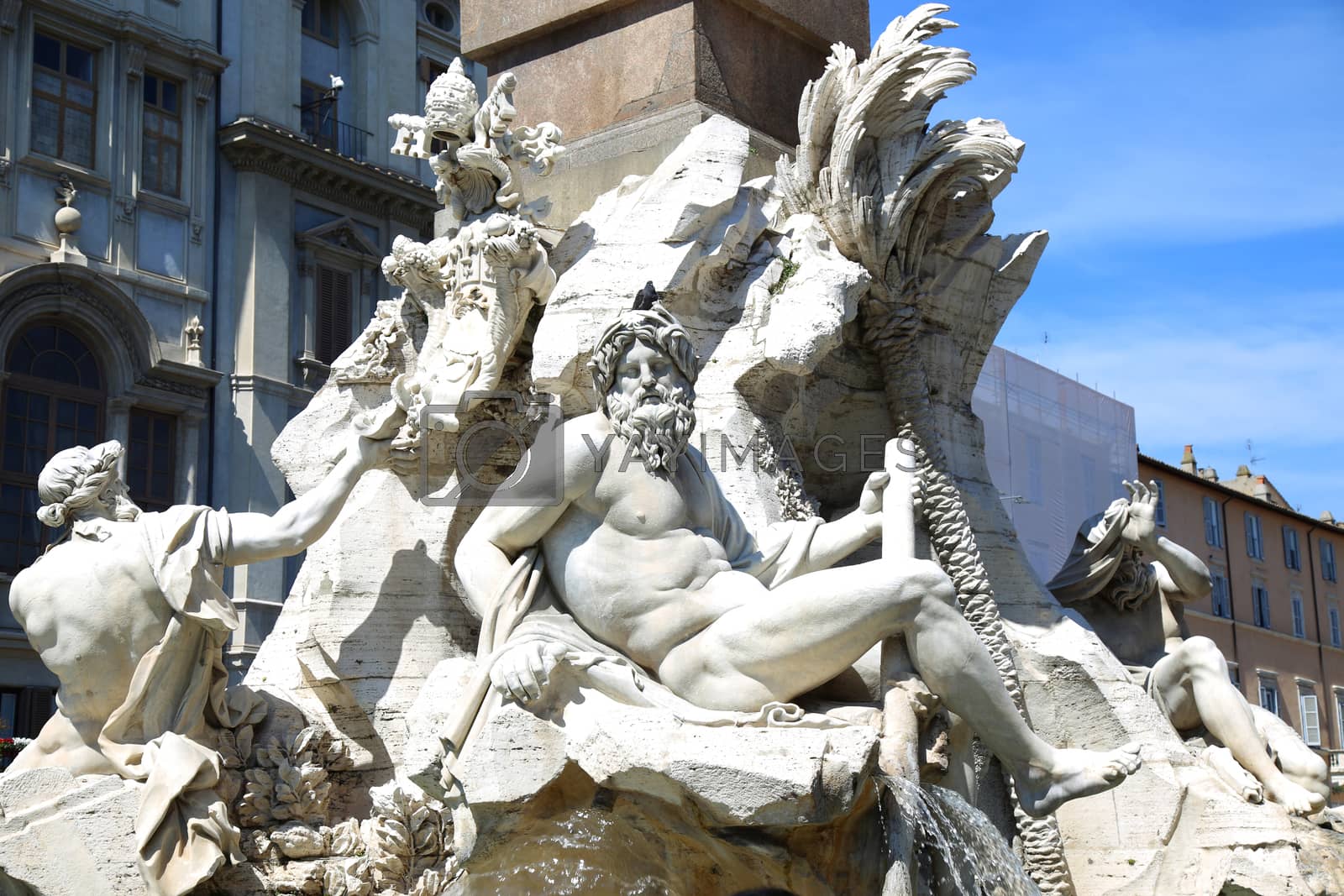 Royalty free image of Fountain Zeus in Bernini's, Piazza Navona in Rome, Italy by vladacanon