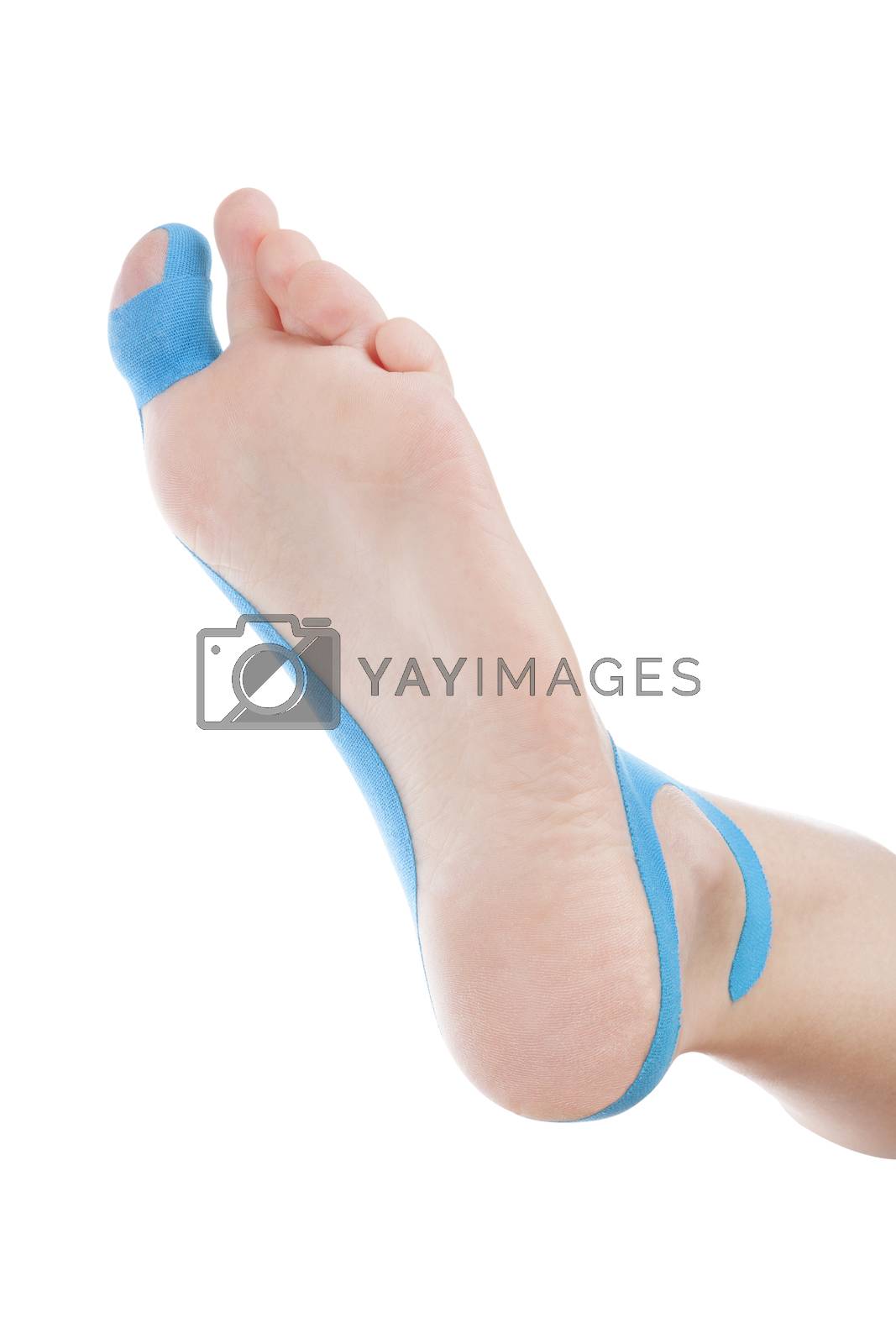 Royalty free image of Therapeutic tape on female foot. by eskymaks
