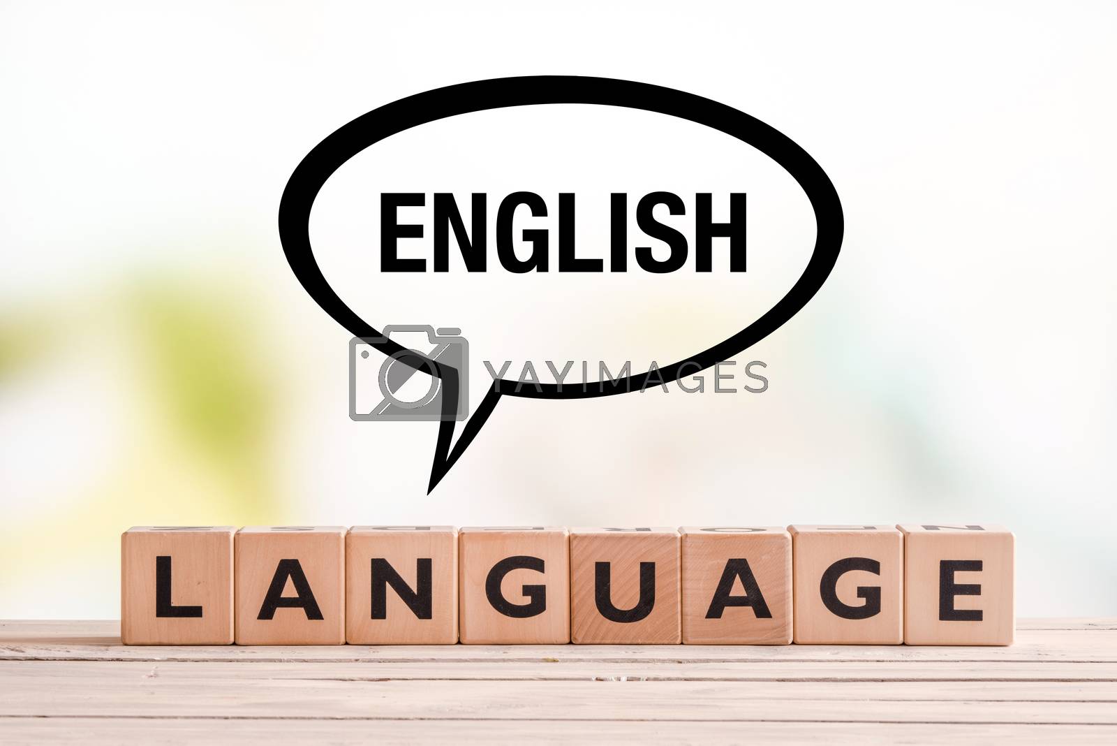 Royalty free image of English language lesson sign on a table by Sportactive