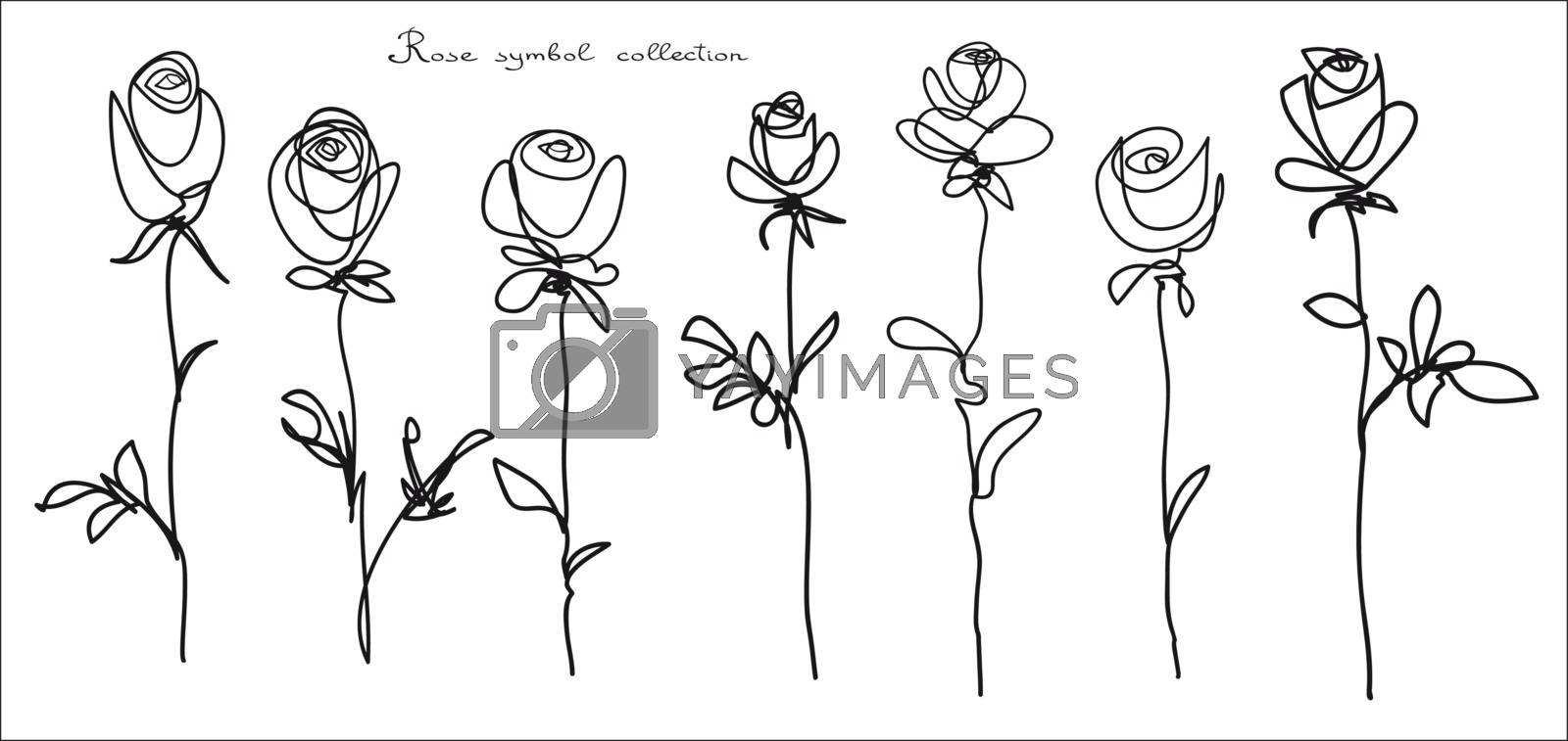 Royalty free image of Roses. Collection of isolated flower sketch on white background by ESSL