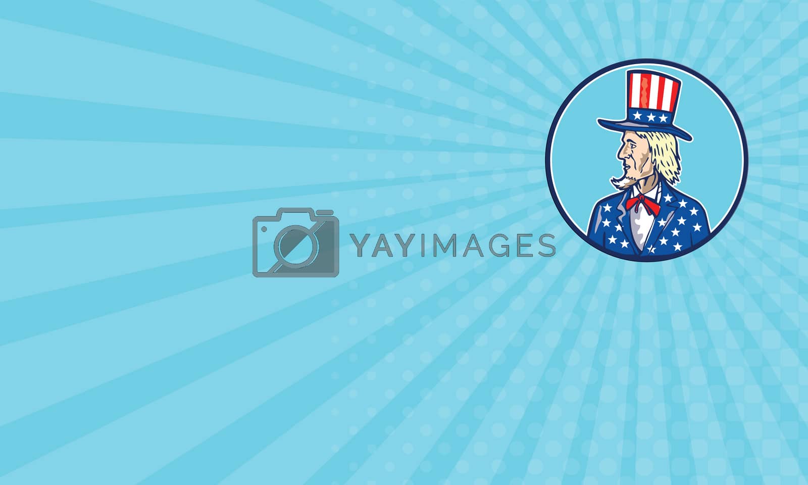 Royalty free image of Business card Uncle Sam TopHat American Flag Cartoon by patrimonio
