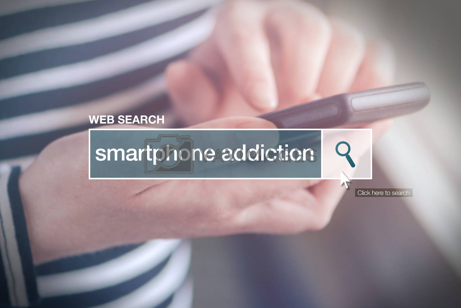 Royalty free image of Web search bar glossary term - smartphone addiction by stevanovicigor