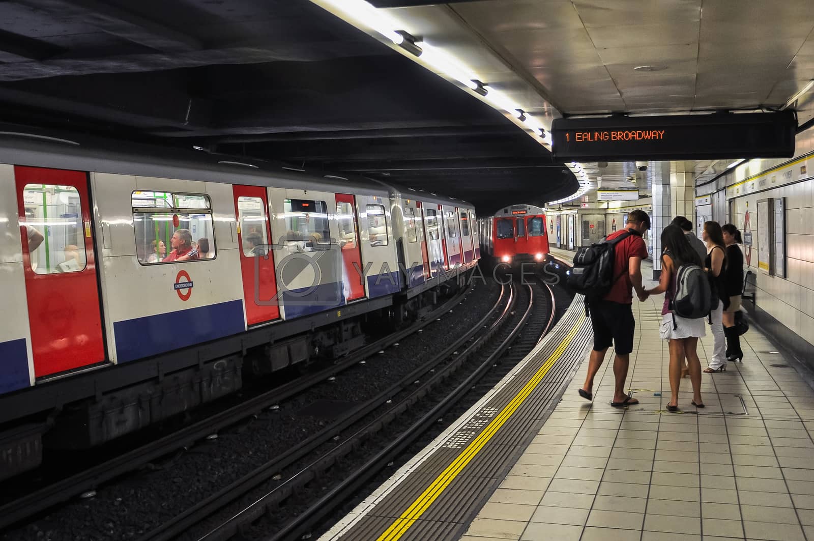 Royalty free image of Train approaching Monument tube station in London by mkos83
