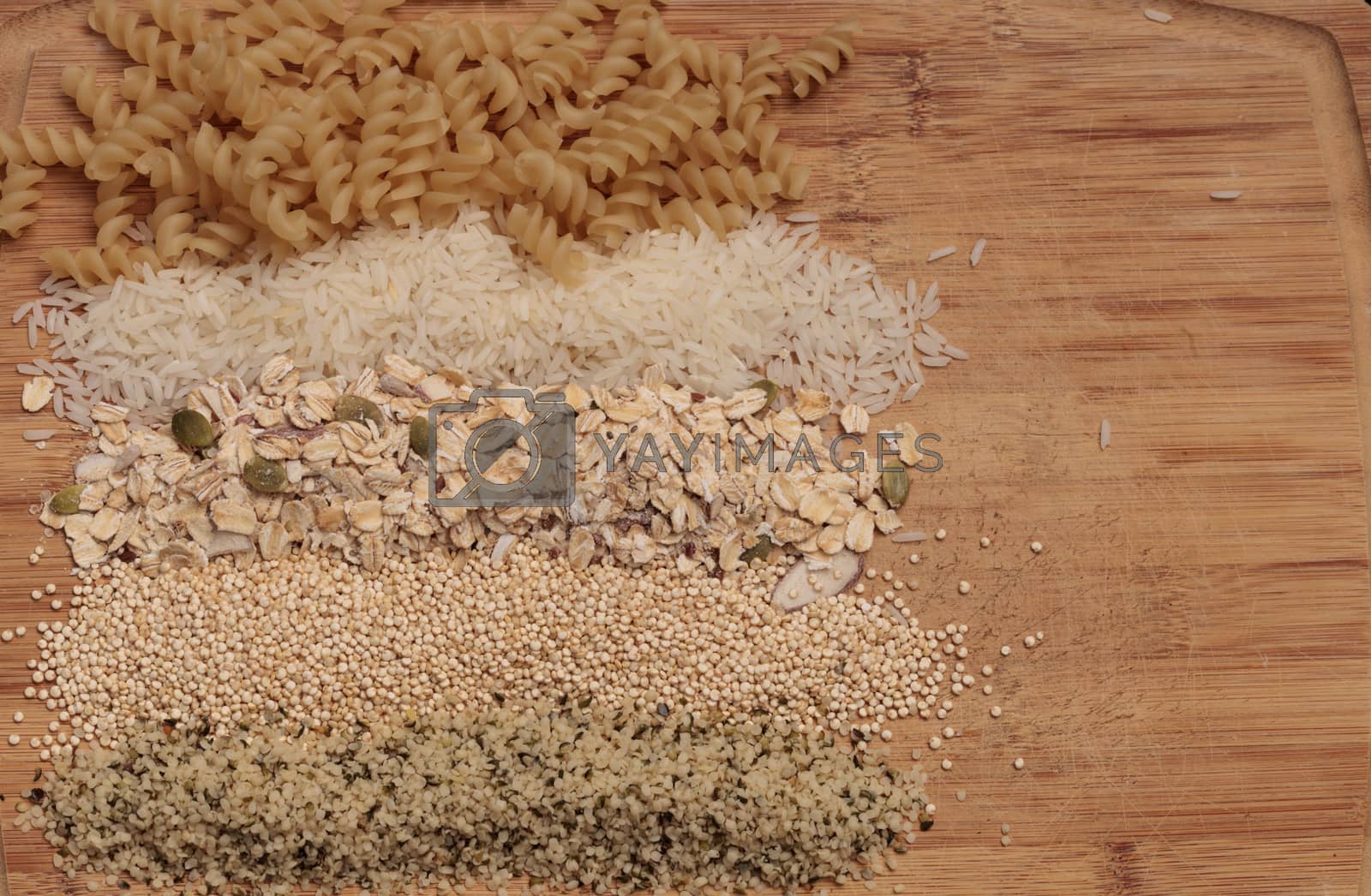 Royalty free image of Multiple organic grains, including fusilli by steffstarr