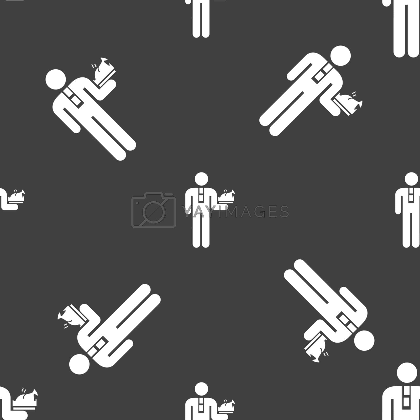 Royalty free image of Waiter icon sign. Seamless pattern on a gray background. Vector by serhii_lohvyniuk