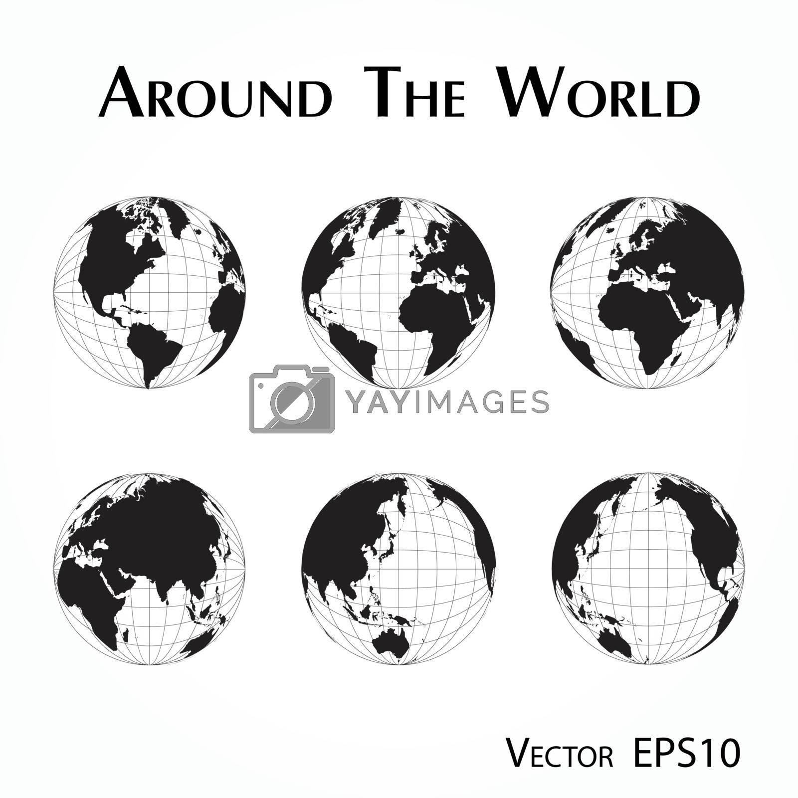 Royalty free image of around the world ( outline of world map with latitude and longitude ) by stockdevil
