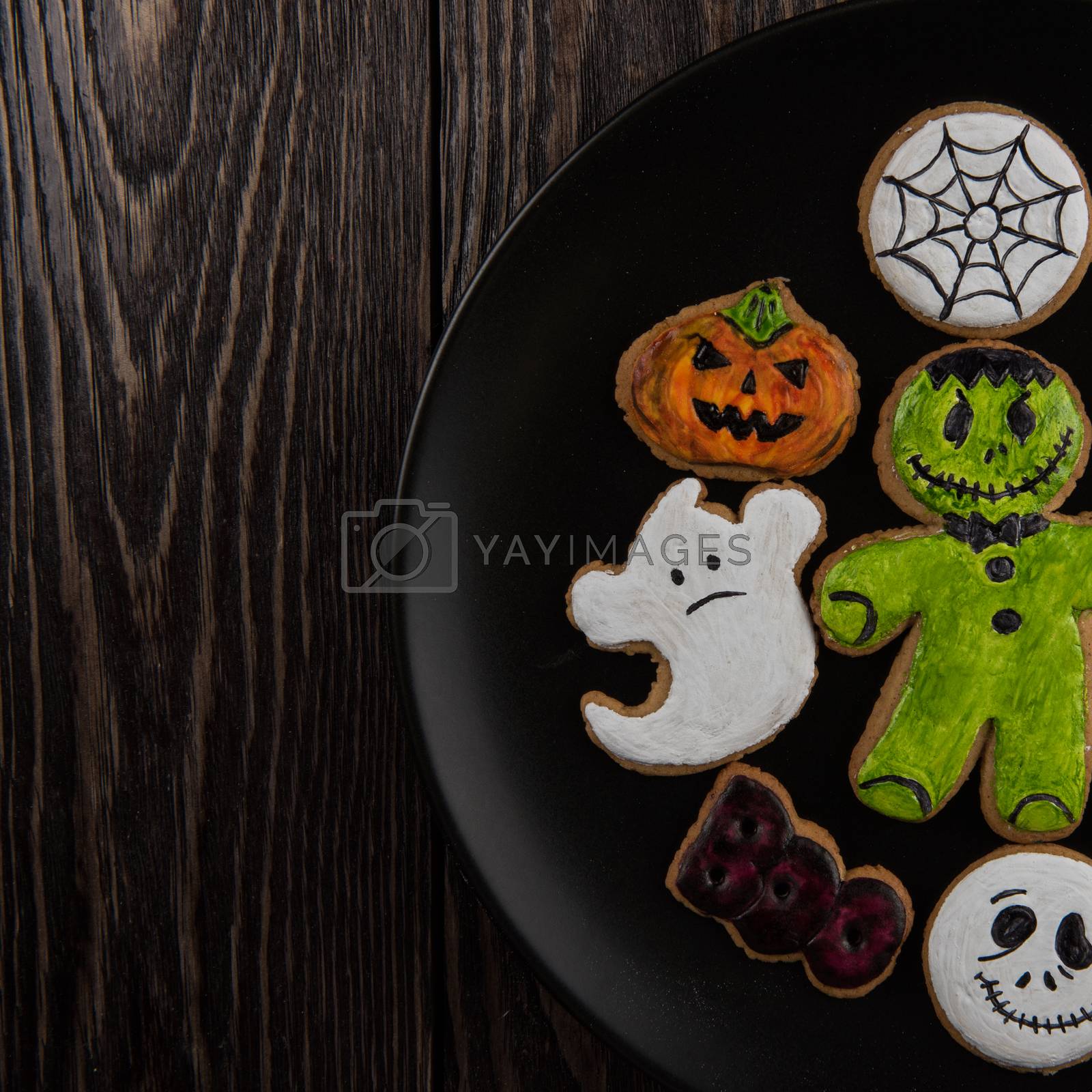 Royalty free image of Homemade delicious ginger biscuits for Halloween by rusak