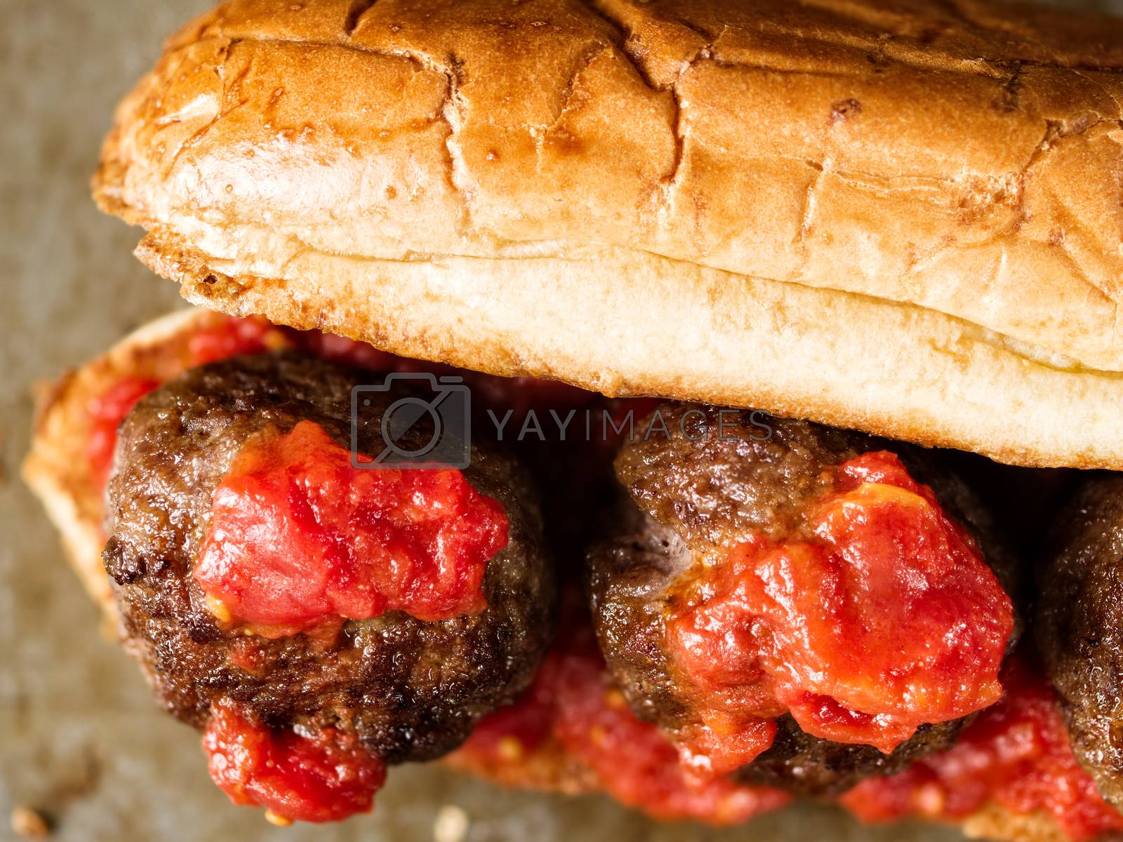 Royalty free image of rustic american italian meatball sandwich by zkruger