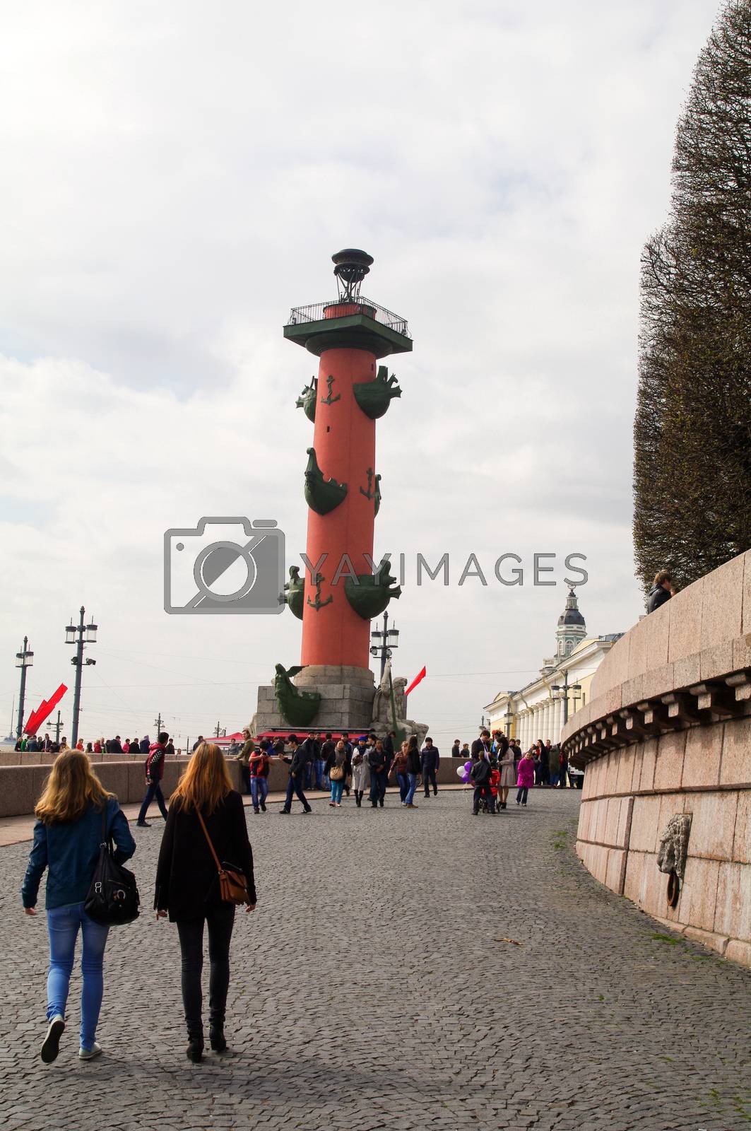 Royalty free image of Saint-Petersburg, Vasilievsky island, Russia - 09 MAI, 2014: View one of the two Rostral colon in Leningrad by evolutionnow