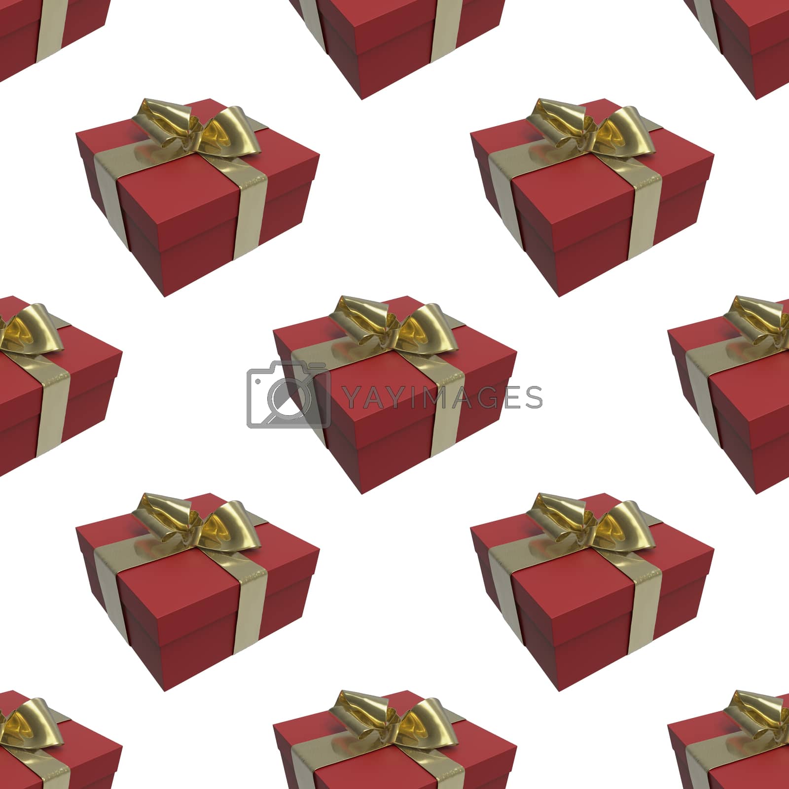 Royalty free image of Colorful and striped red boxes with gifts tied bows on white background. 3d illustration seamless pattern background by skrotov