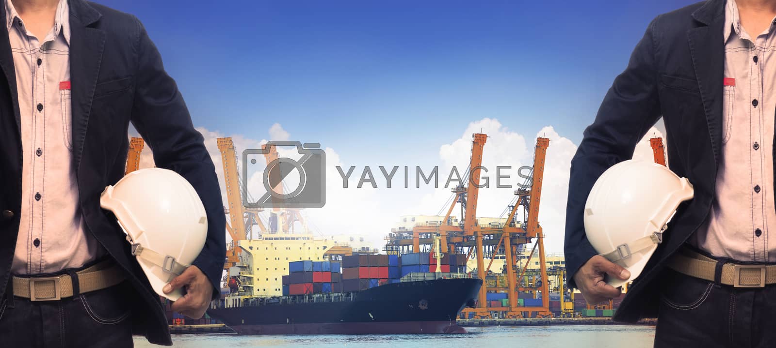 Royalty free image of working man in port authority use for shipping ,logistic,vessel, by khunaspix