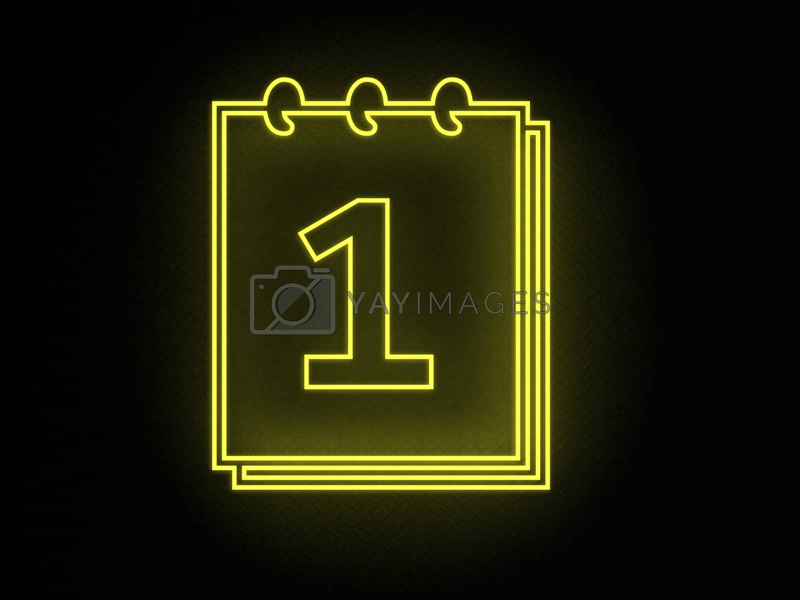 Royalty free image of 3d render yellow number 1 neon isolated on black background by ingalinder