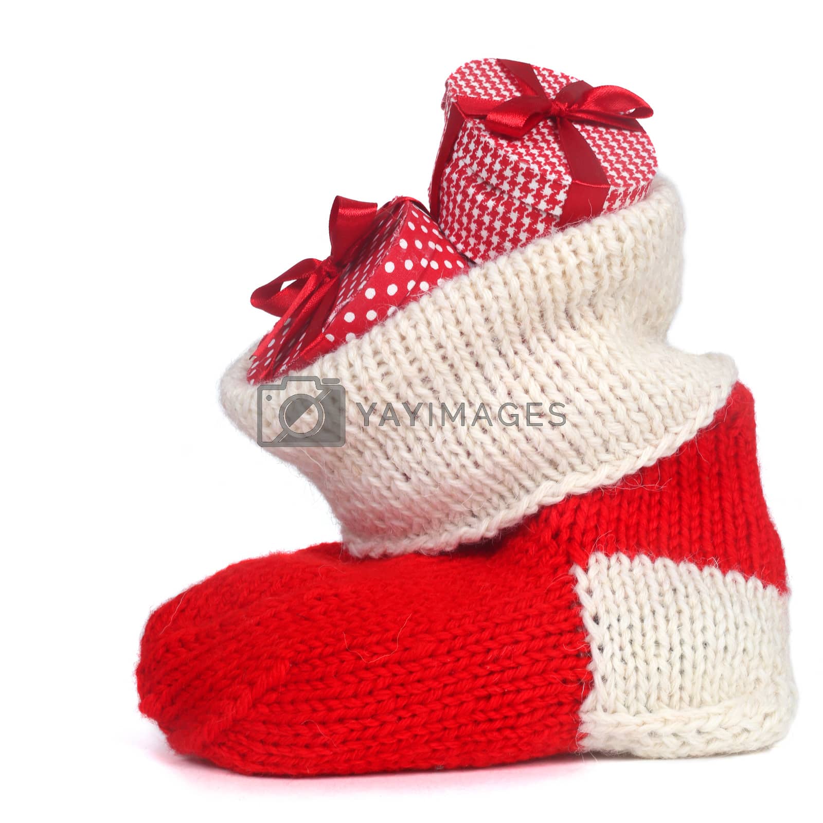 Royalty free image of Red Christmas sock by destillat