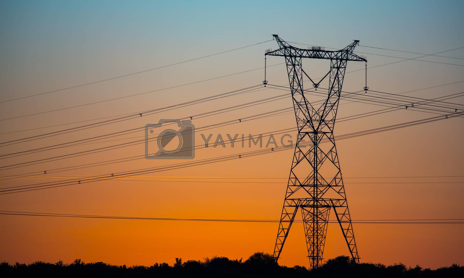 Royalty free image of Electricity Pylon at Sunset by fouroaks