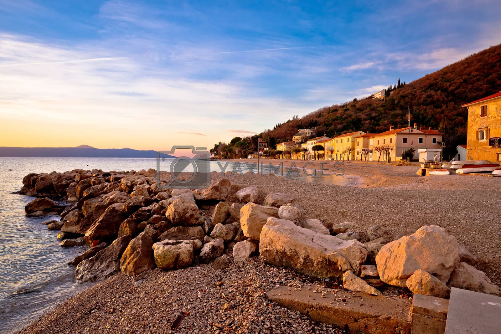 Royalty free image of Moscenicka Draga village beach at sunrise by xbrchx