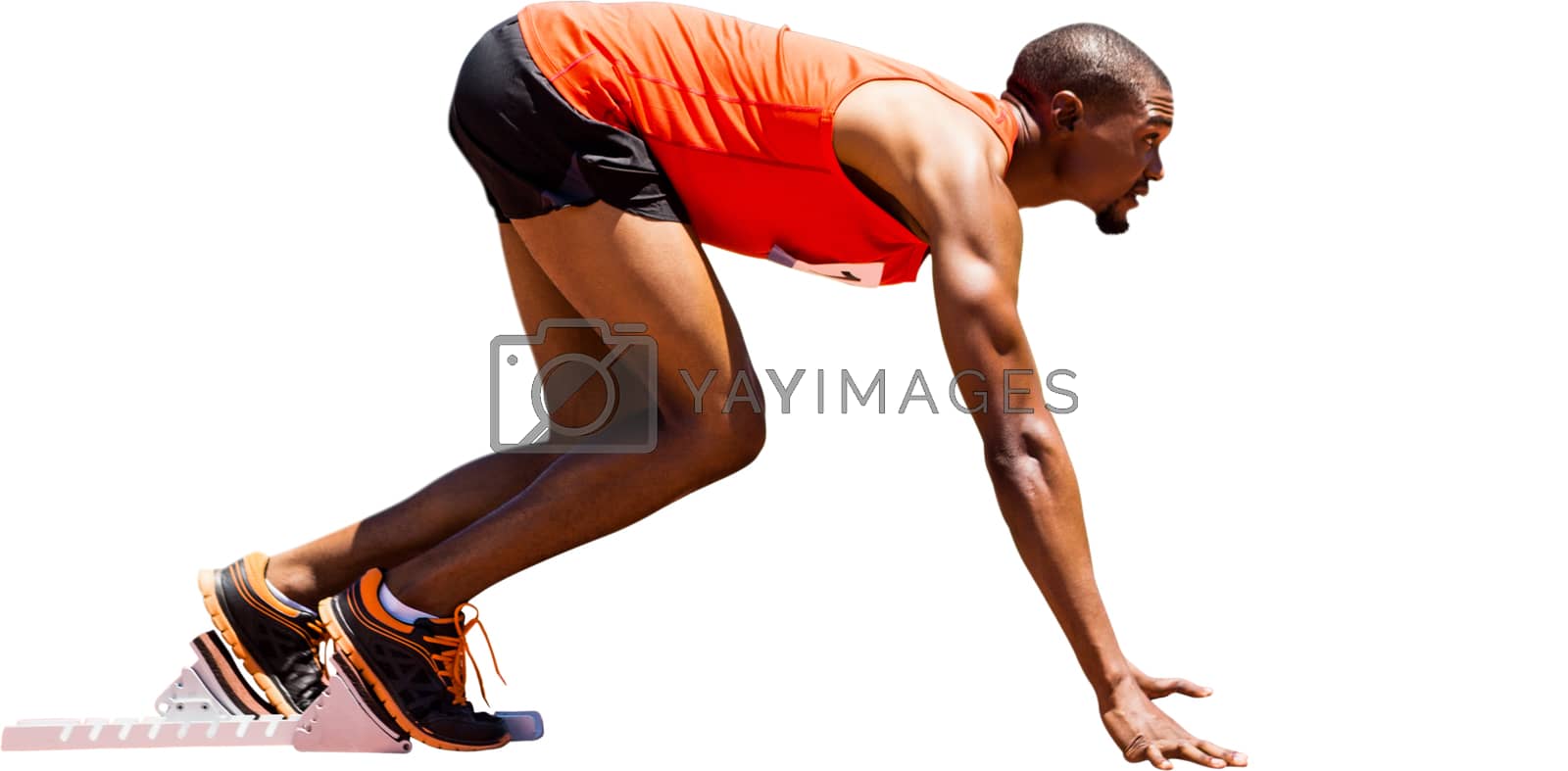 Royalty free image of Profile view of runner preparing for the start  by Wavebreakmedia