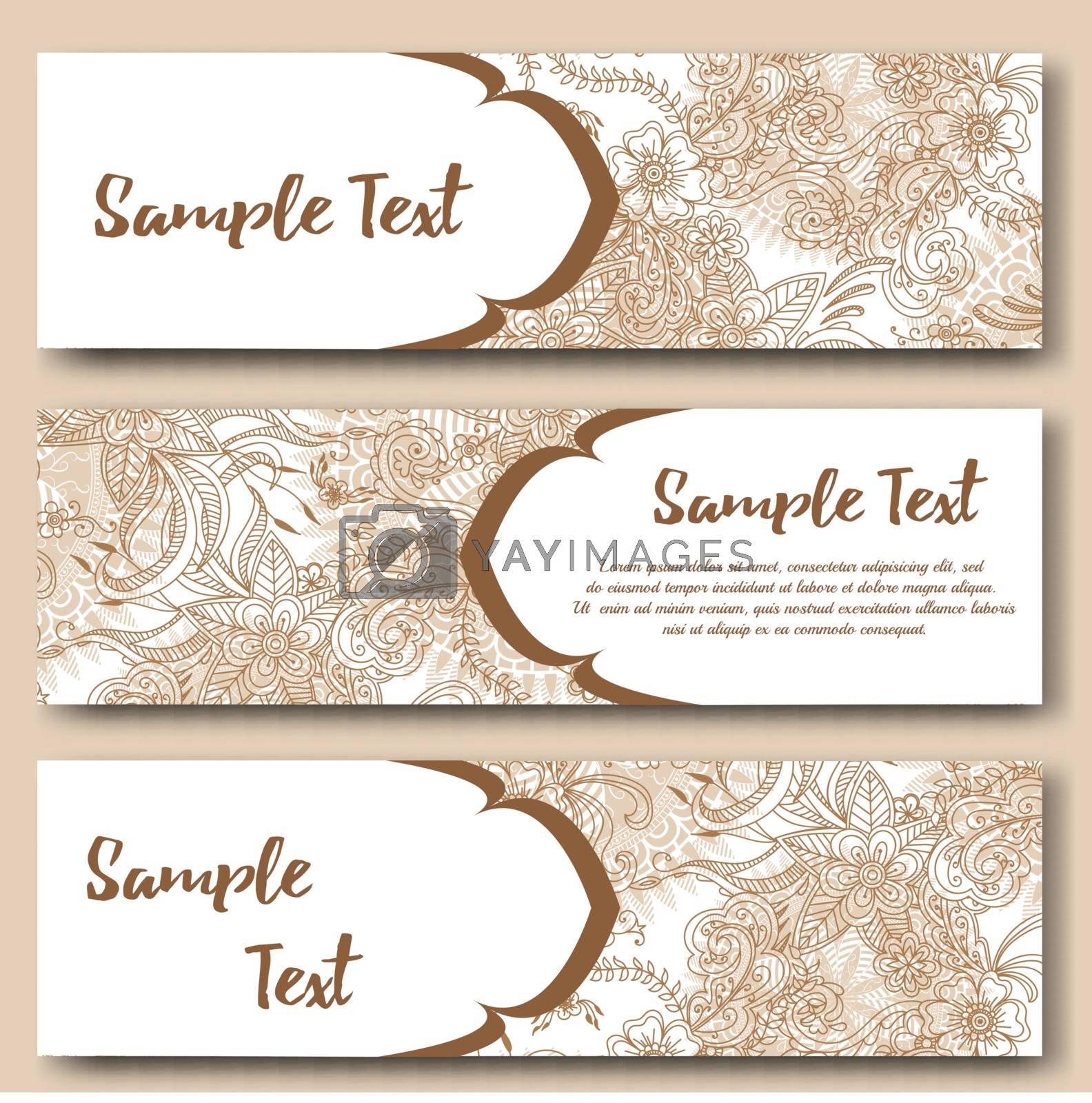 Royalty free image of Set of floral banners templates in oriental style. by elinorka