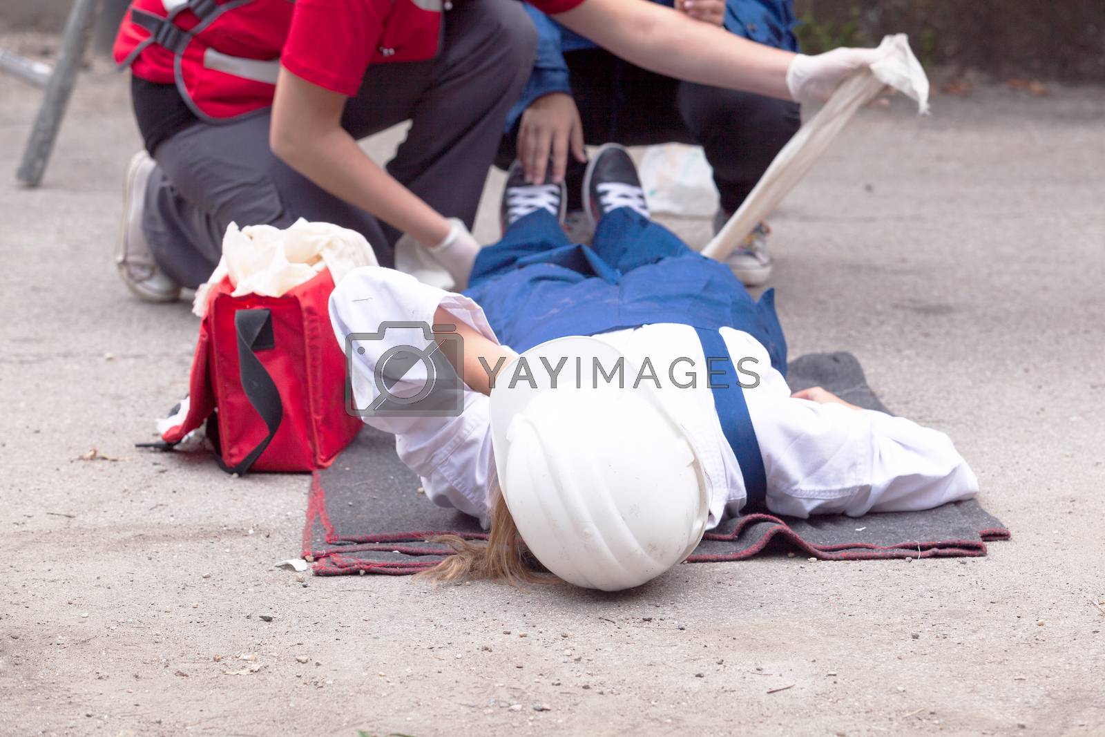 Royalty free image of First aid after workplace accident by wellphoto