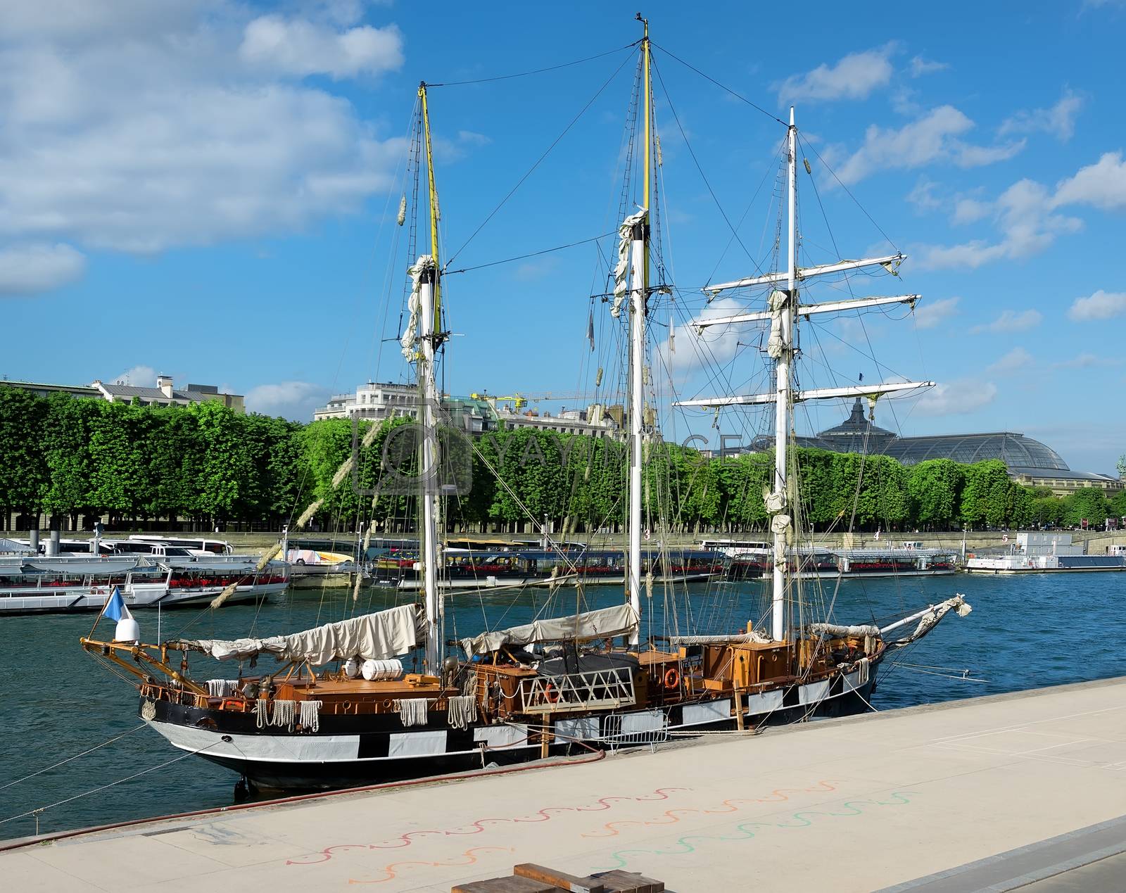 Royalty free image of Sailing ship on Seine by Givaga