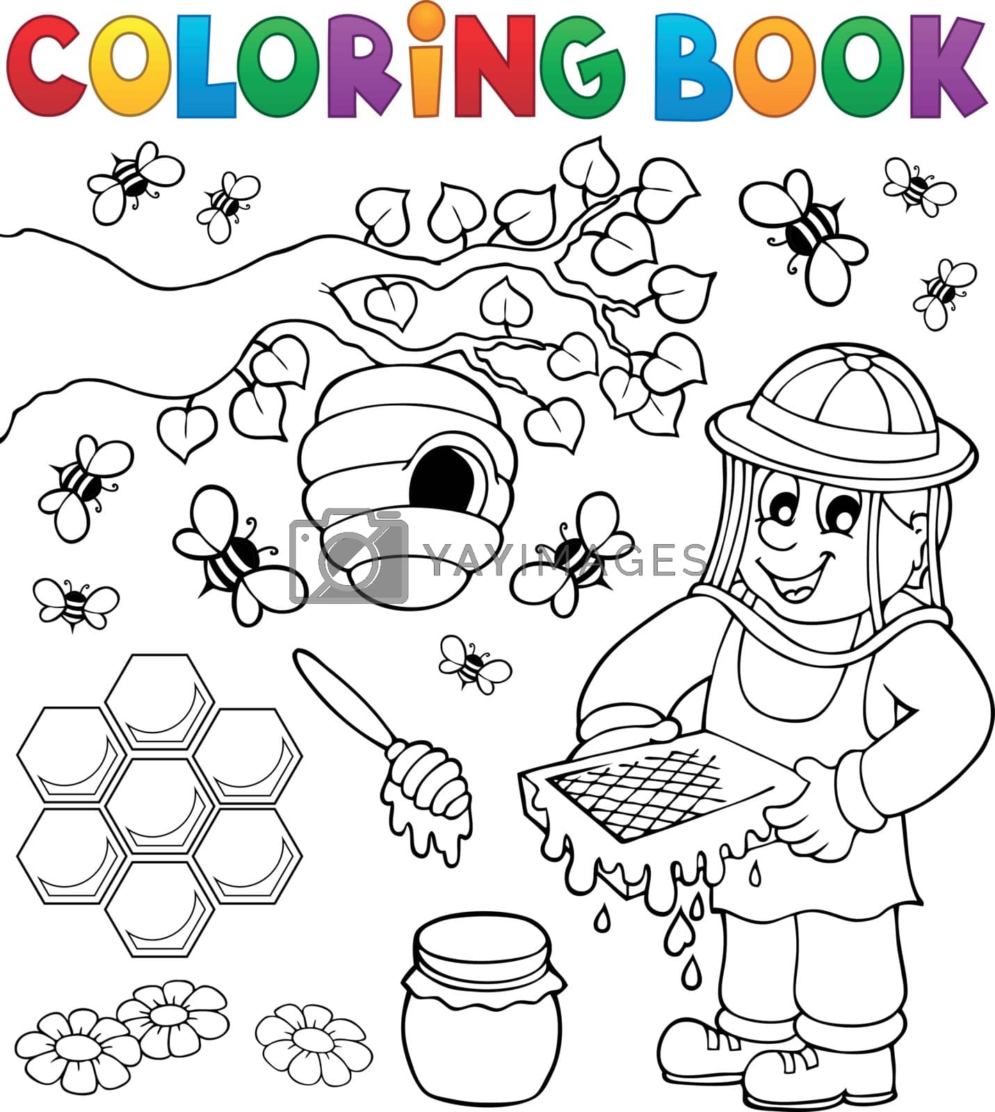 Royalty free image of Coloring book with beekeeper by clairev