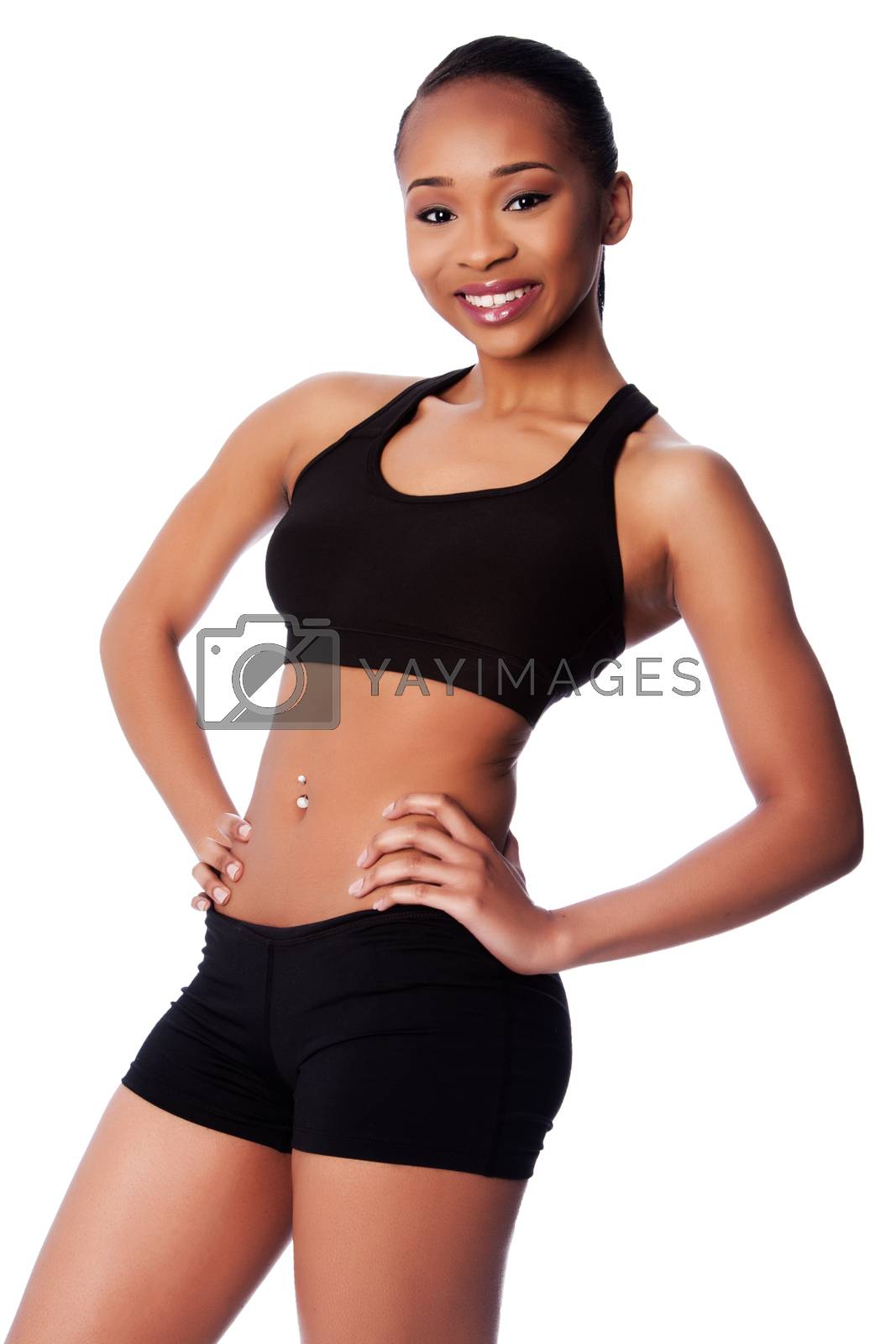 Royalty free image of Happy healthy fit black asian woman  by phakimata