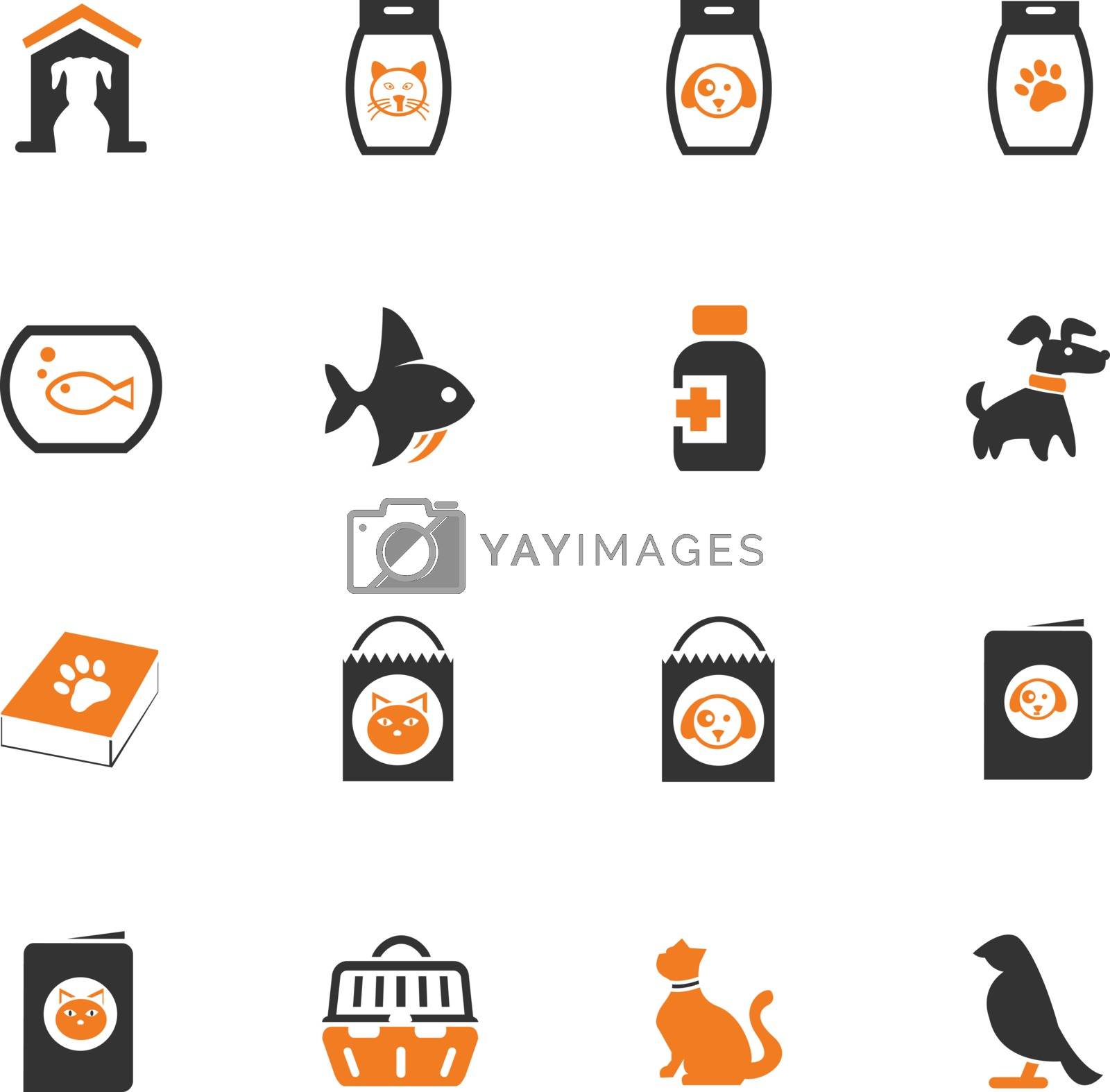 Goods for pets icon set for web sites and user interface