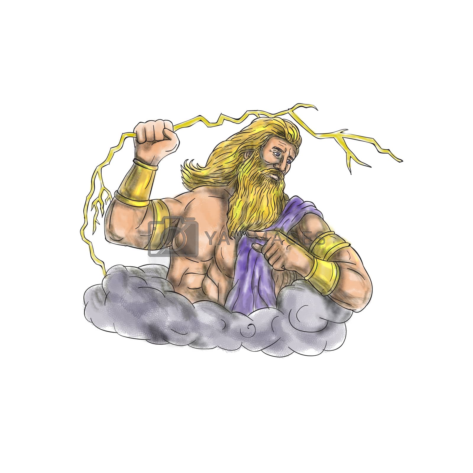 Royalty free image of Zeus Wielding Thunderbolt Lightning Tattoo by patrimonio
