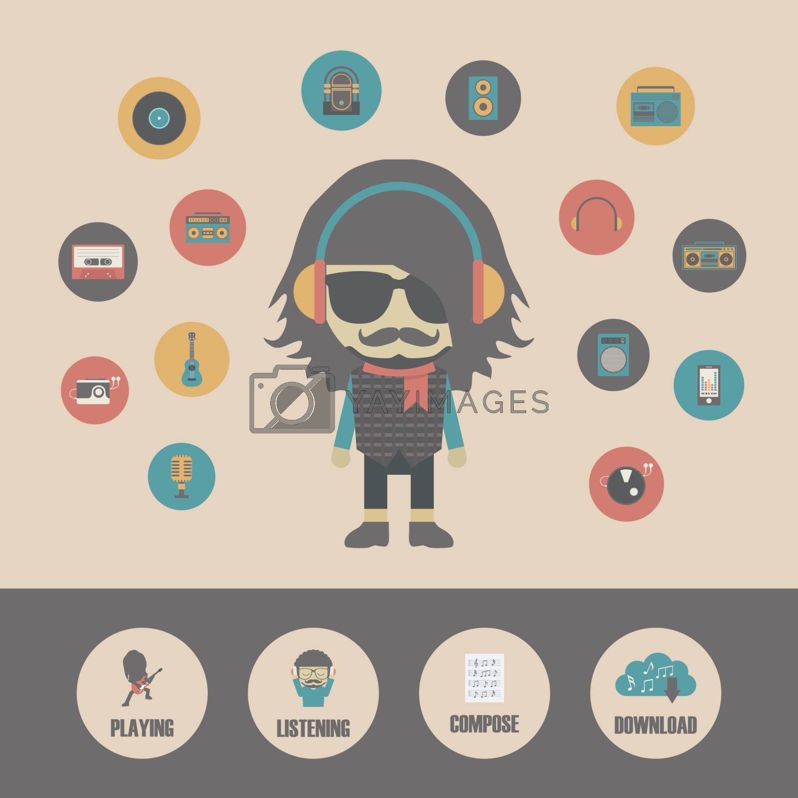 Royalty free image of hipster listening concept by zirconicusso