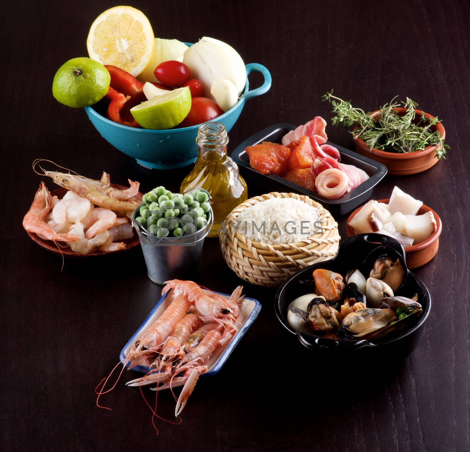 Royalty free image of Raw Ingredients for Paella by zhekos