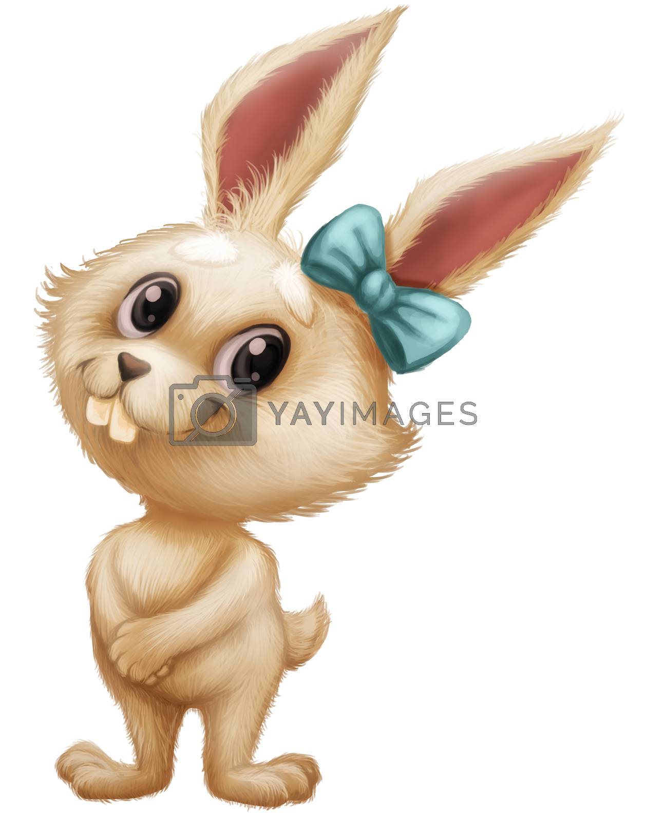 Royalty free image of Cute Furry Bunny Cartoon Animal Character Mascot Posing with Big Eyes and Smile by Loud-Mango