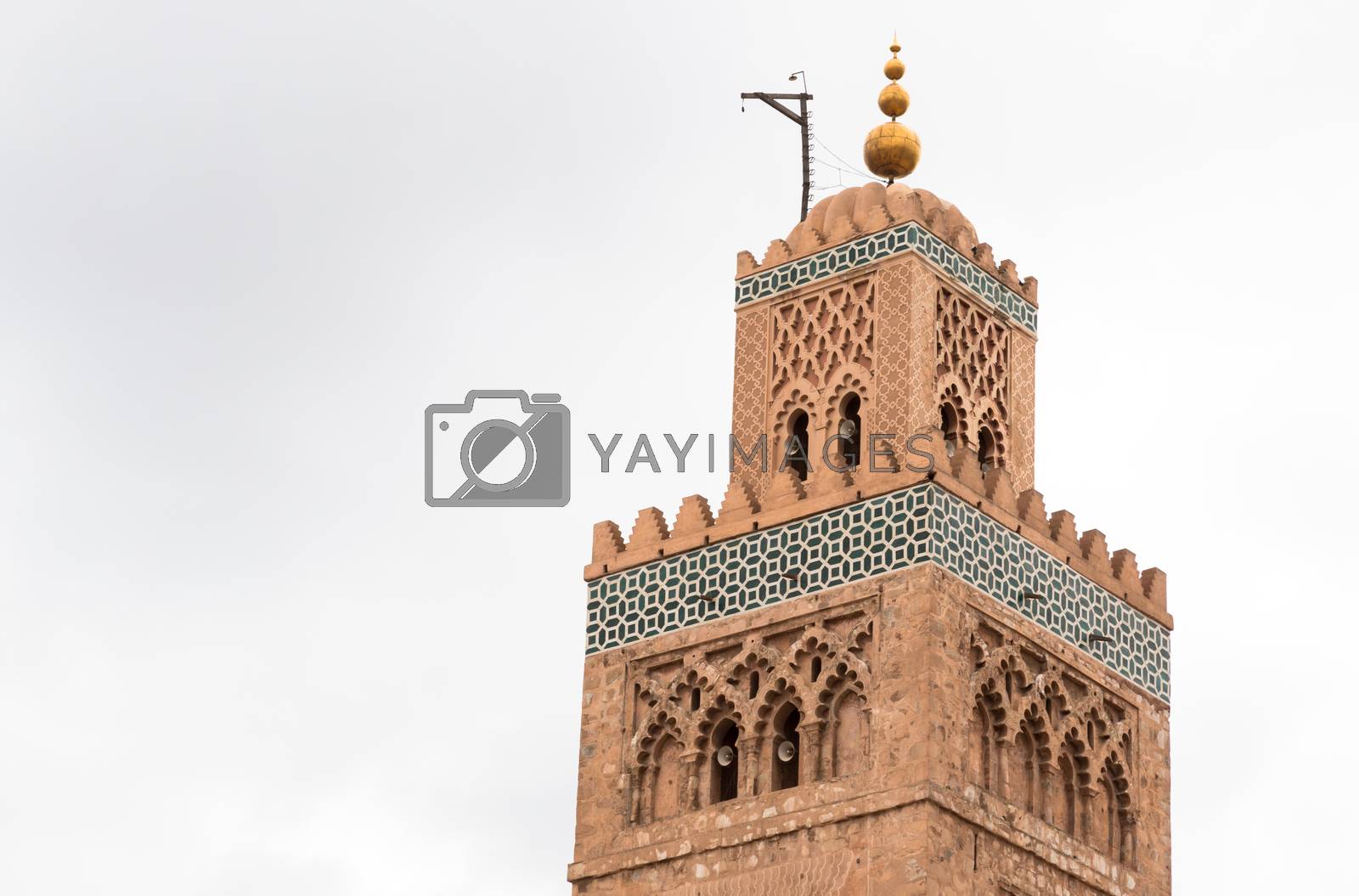 Royalty free image of Koutoubia minaret made from golden bricks in centrum of media, M by epfop