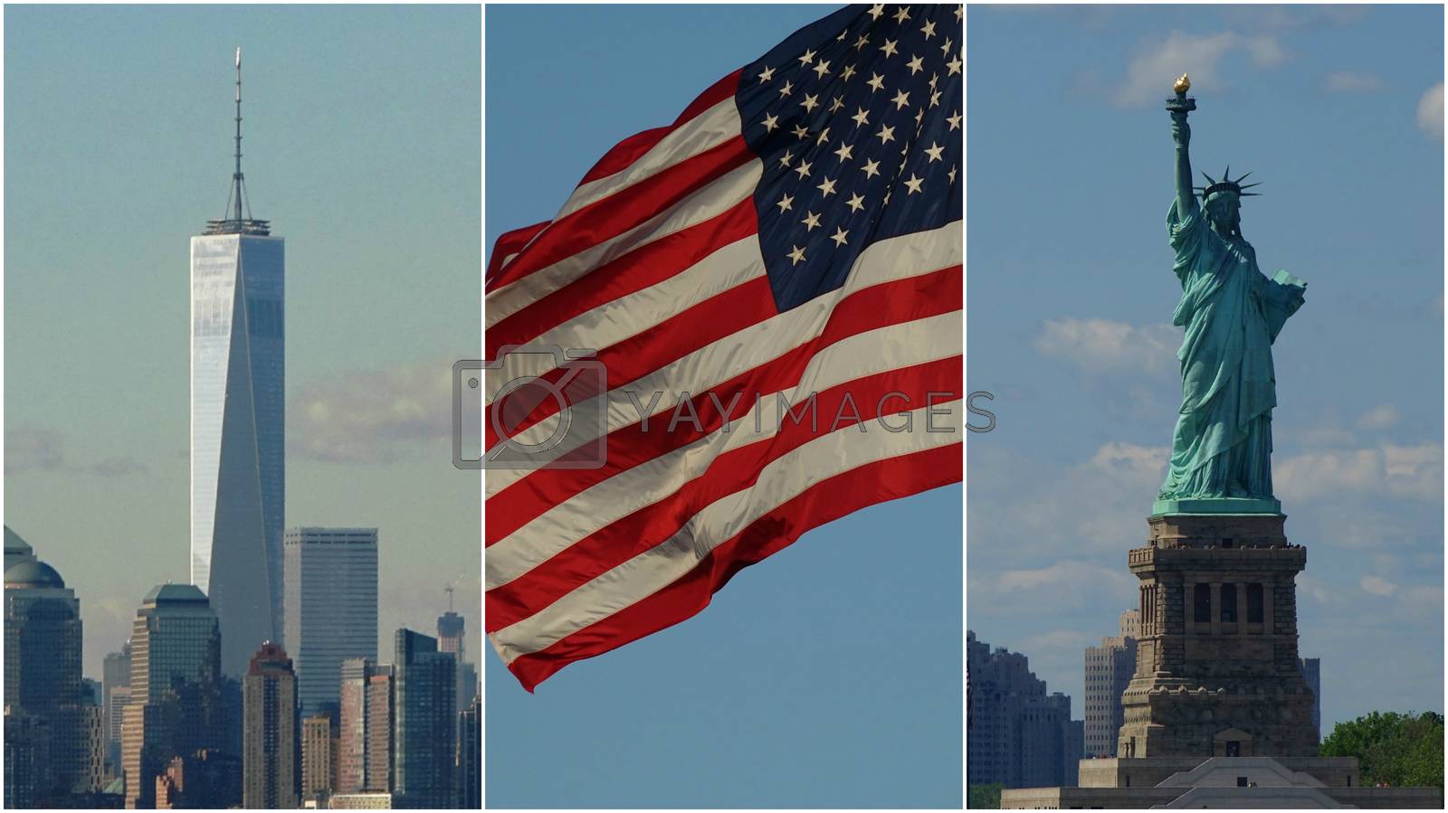 Royalty free image of Us Flag Statue Of Liberty And Nyc by dtiberio