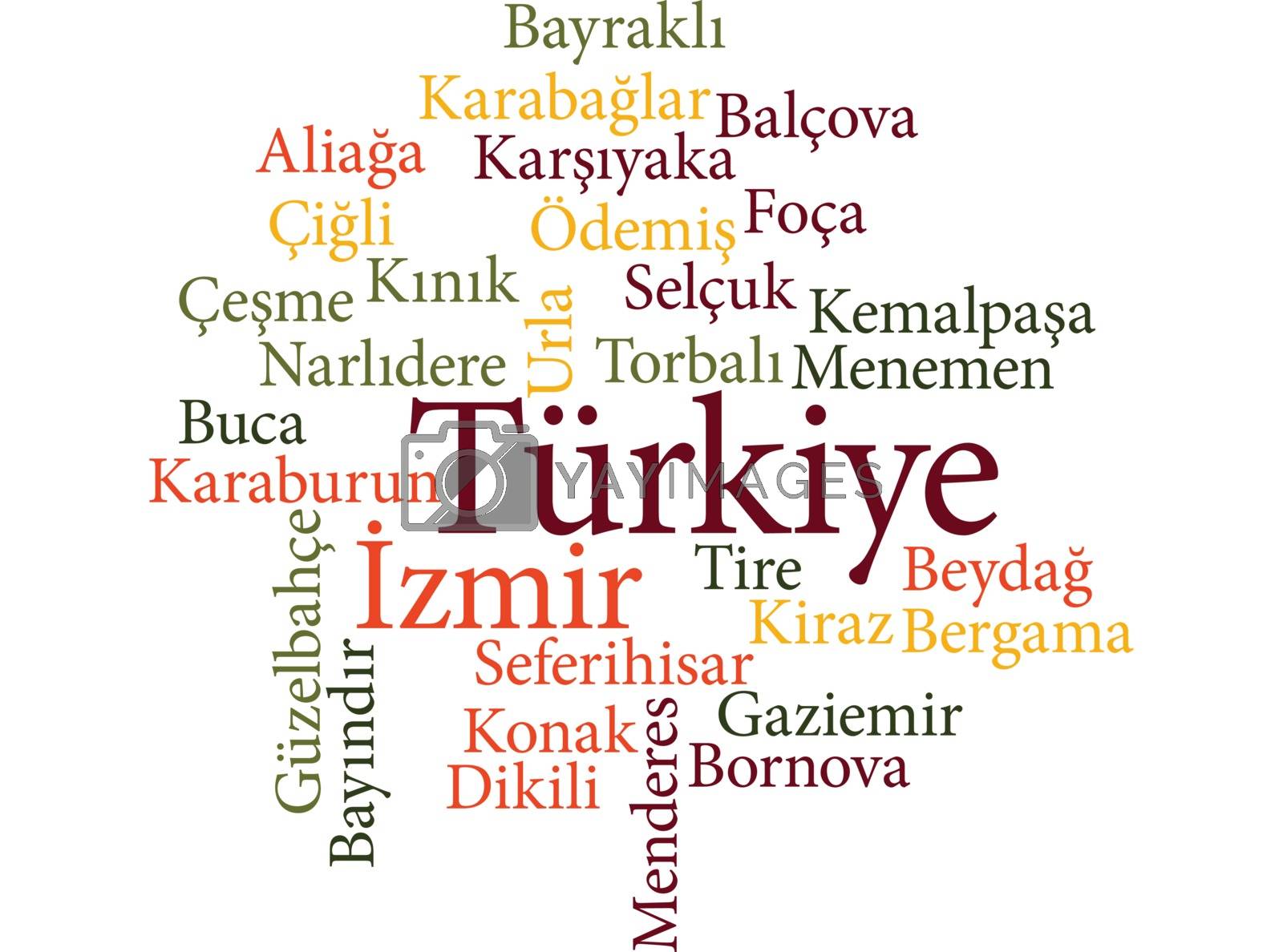 Royalty free image of Turkish city Izmir subdivisions in word clouds by Istanbul2009