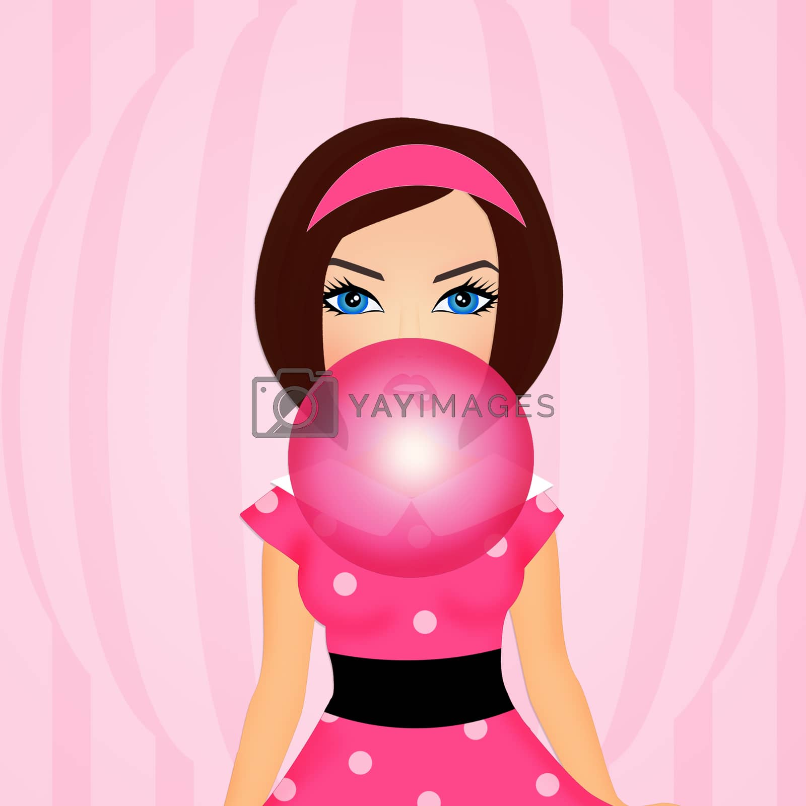 Royalty free image of girl with bubble gum by adrenalina