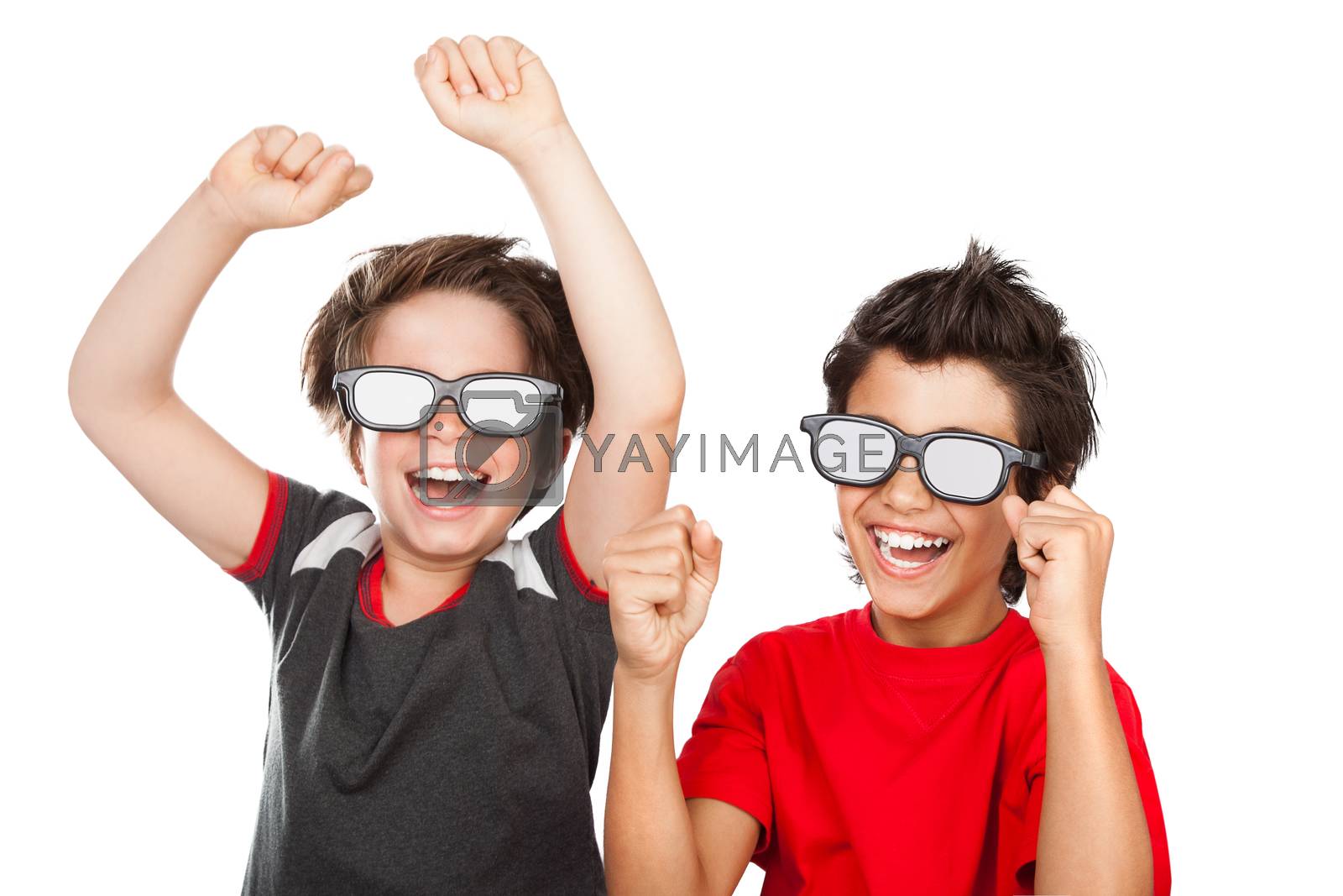 Royalty free image of Happy boys watching movie by Anna_Omelchenko