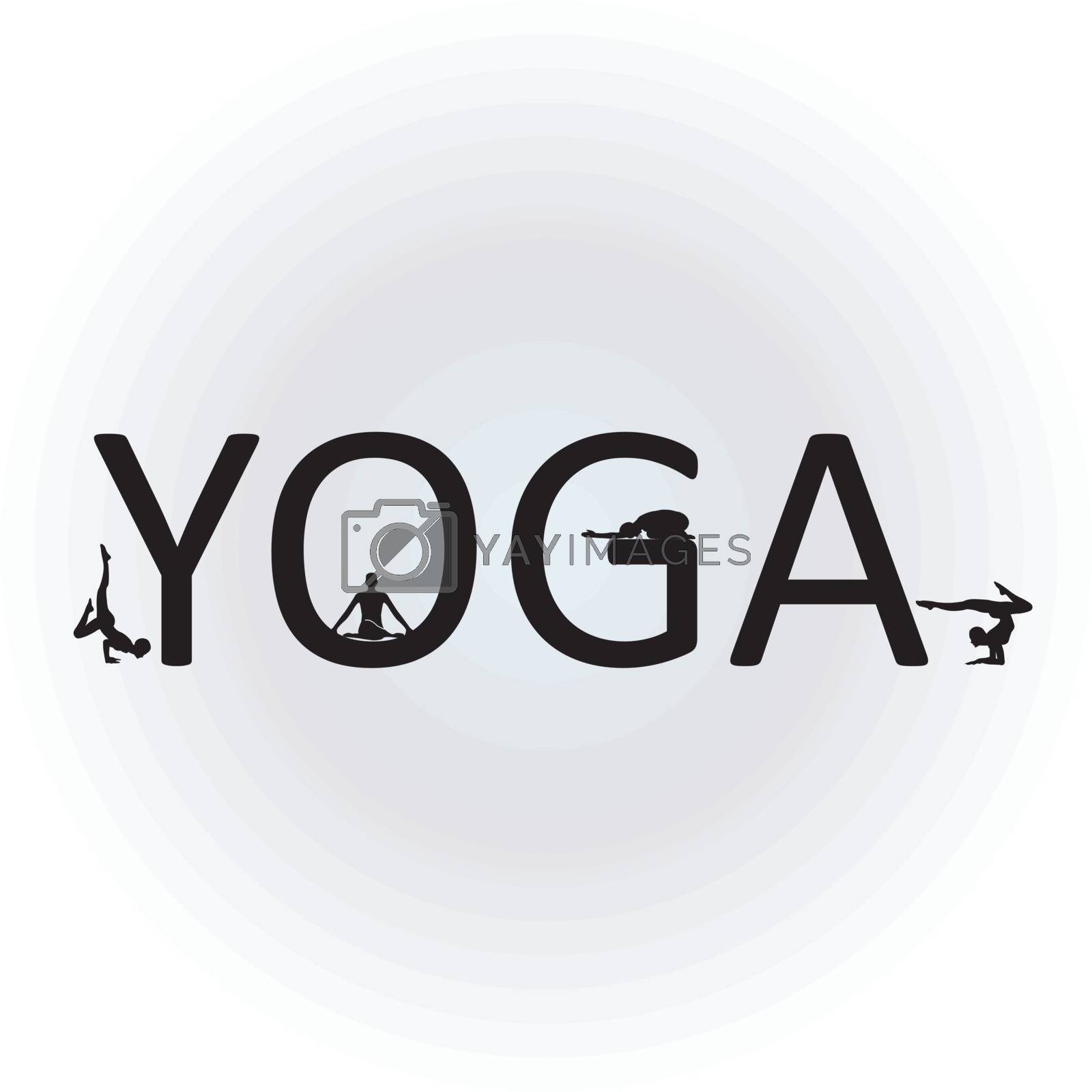 Royalty free image of Text yoga with different yoga poses by shawlinmohd