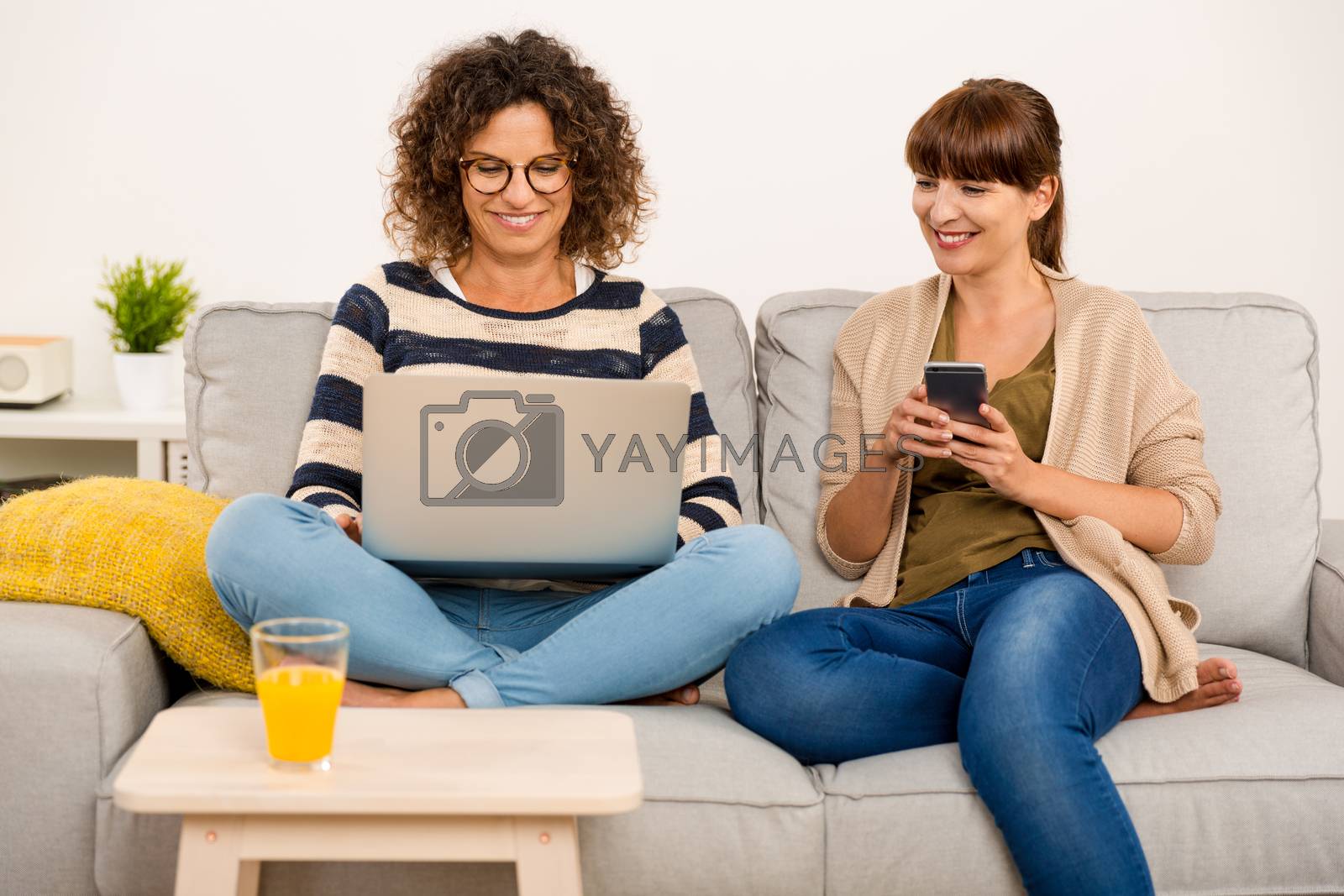 Royalty free image of Best friends working at home by Iko