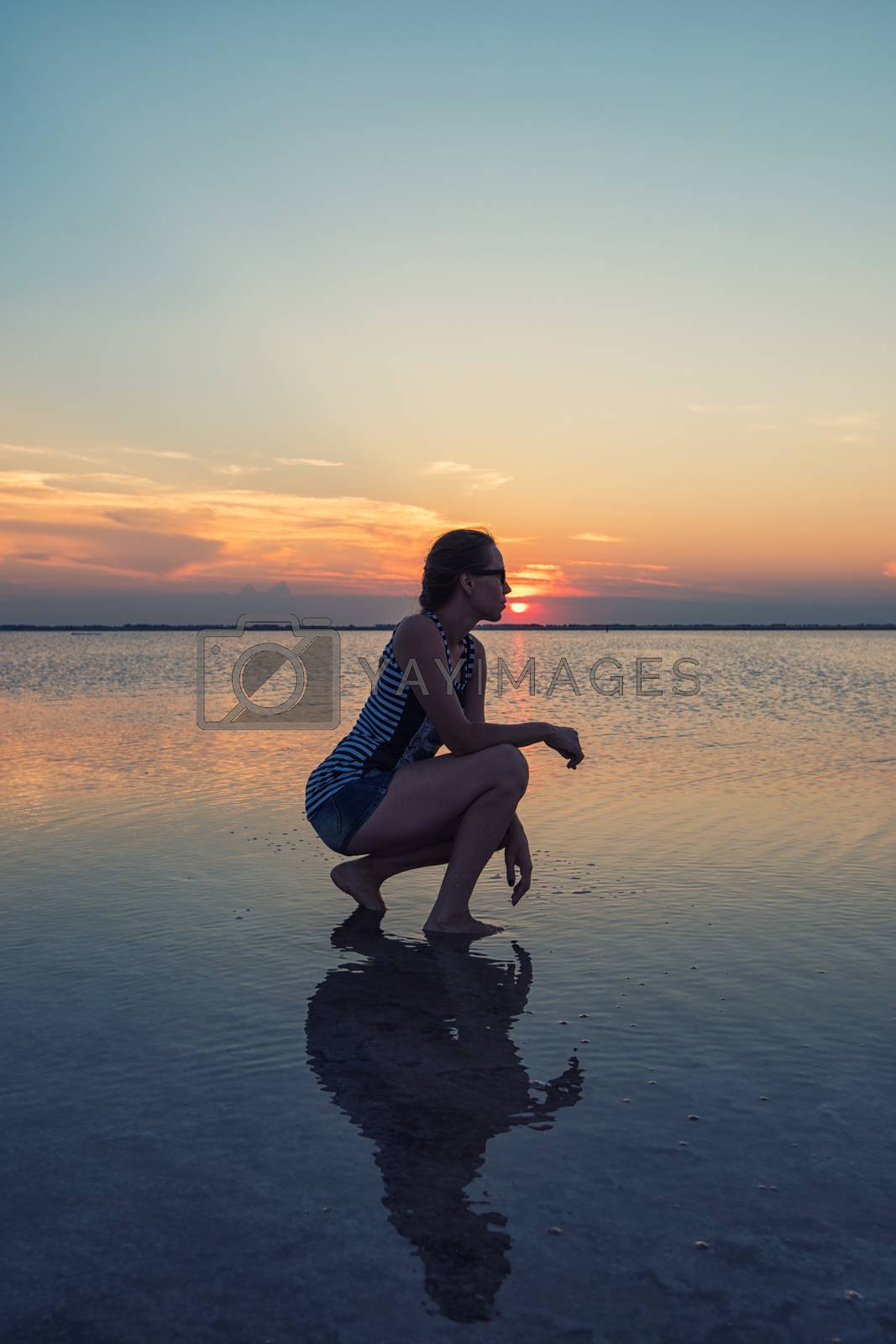 Royalty free image of Beauty sunset on salty lake by rusak