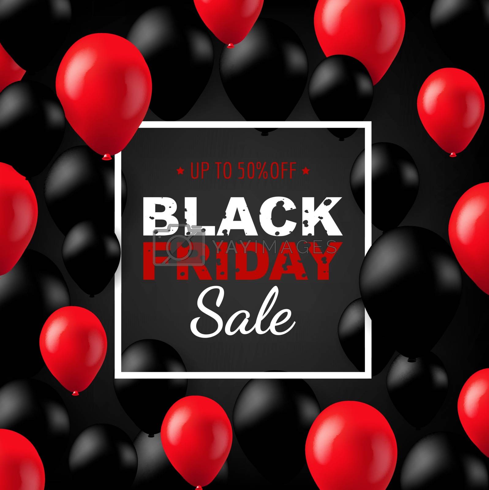 Royalty free image of Black Friday Poster With Balloons by barbaliss