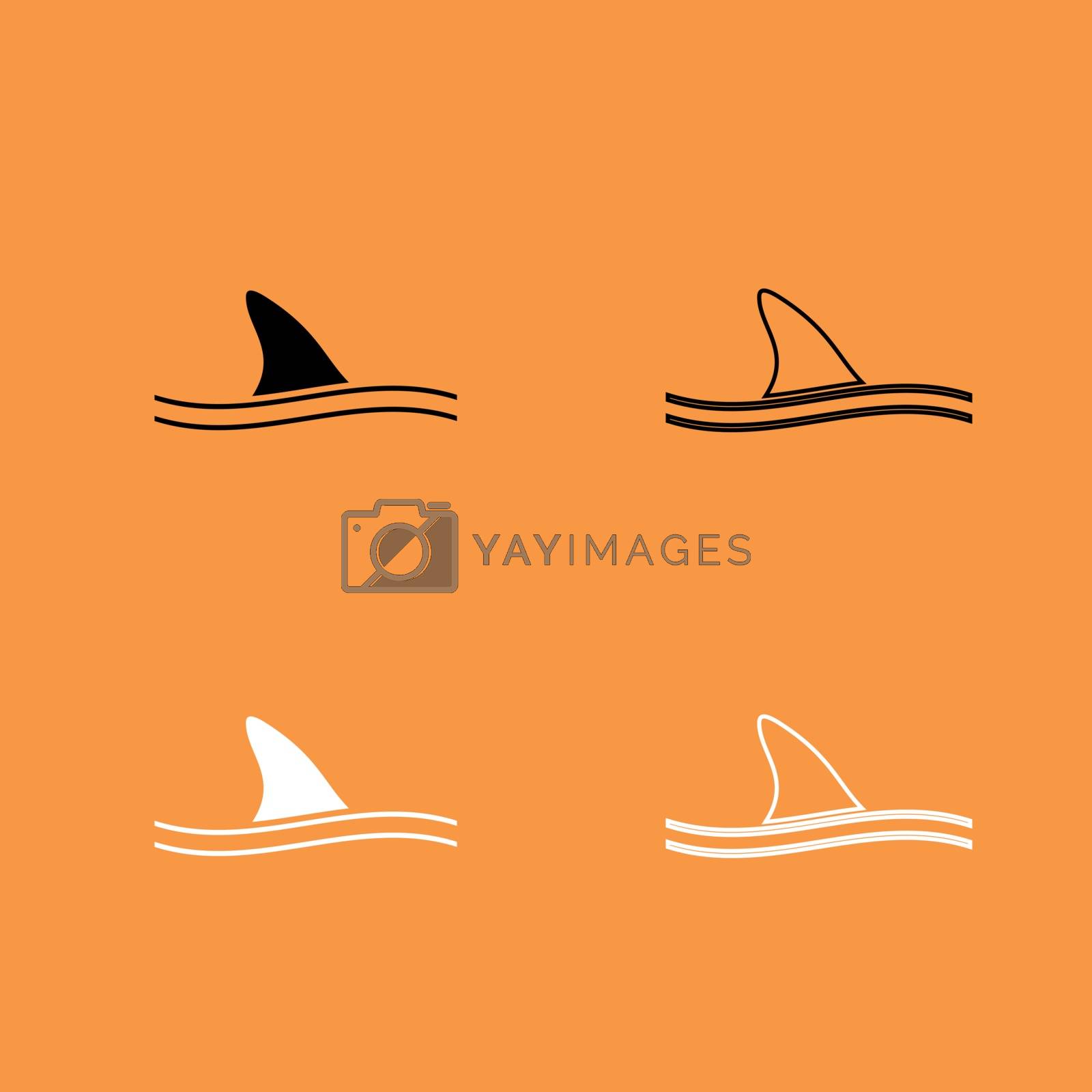 Royalty free image of Fin of shark black and white set icon . by serhii435