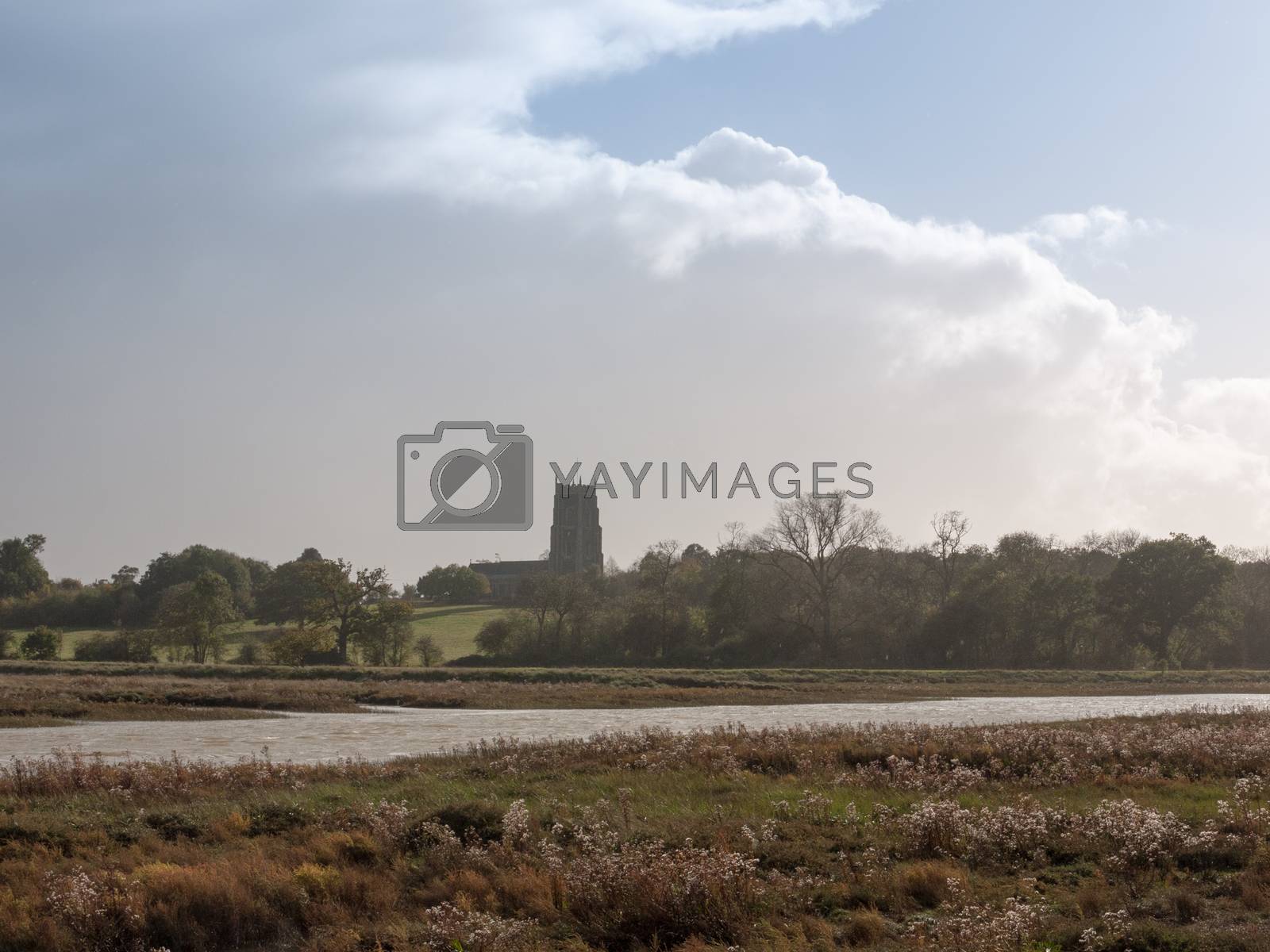 Royalty free image of beautiful coast landscape scene with english church on horizon A by callumrc